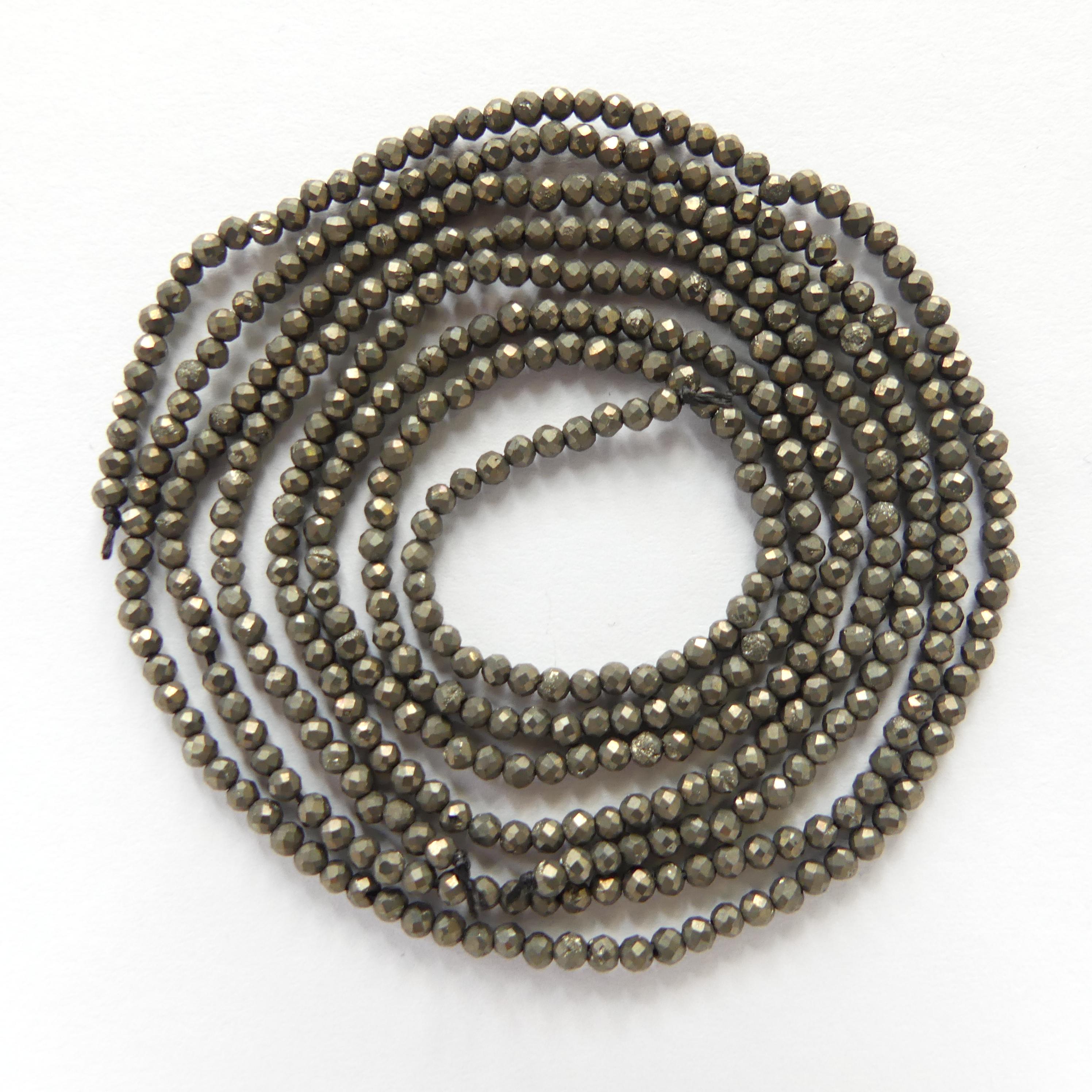 2mm Natural Pyrite Beads Genuine Pyrite Beads 15" Gemstone Beads for Jewelry Making Tiny Seed beads