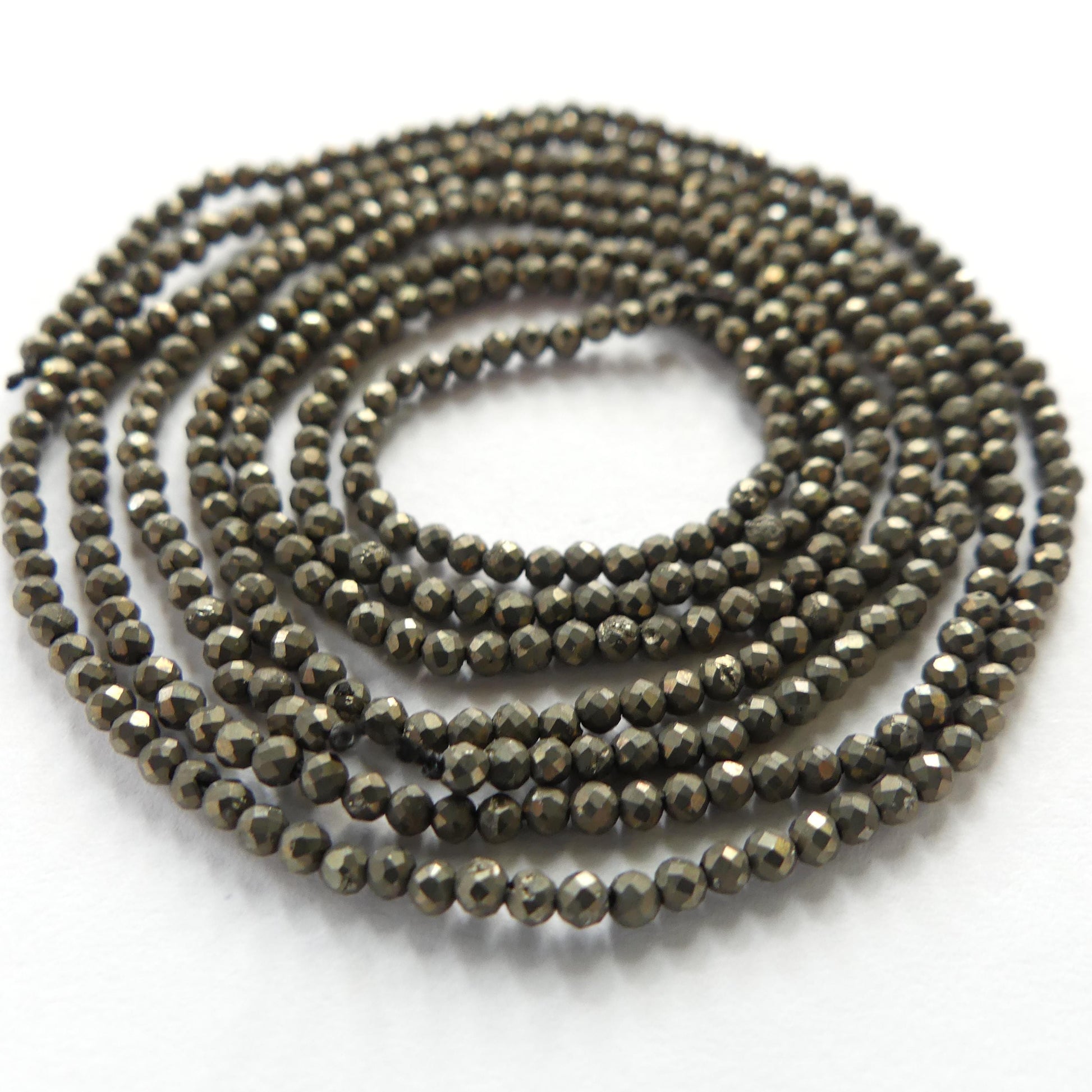 2mm Natural Pyrite Beads Genuine Pyrite Beads 15" Gemstone Beads for Jewelry Making Tiny Seed beads