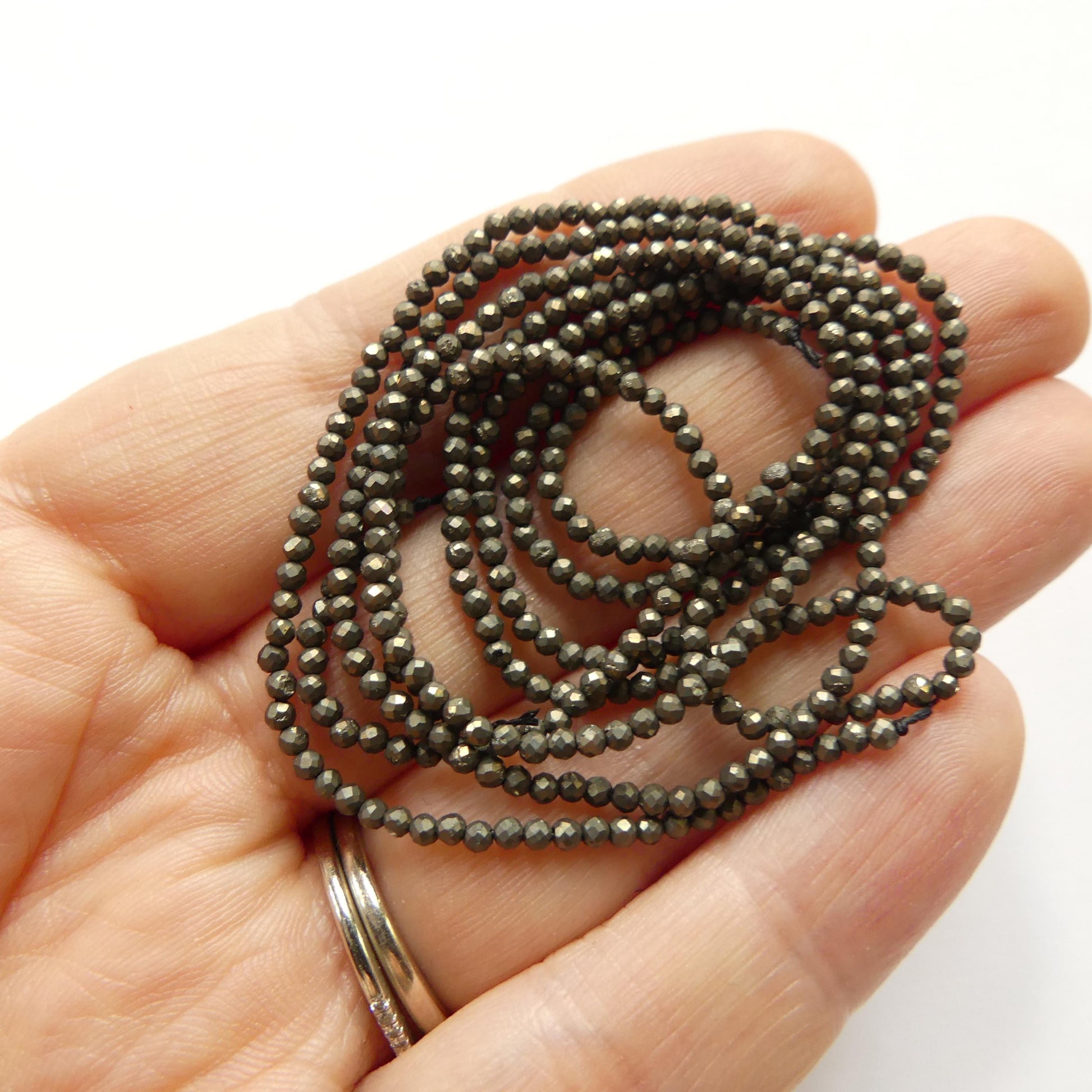 2mm Natural Pyrite Beads Genuine Pyrite Beads 15" Gemstone Beads for Jewelry Making Tiny Seed beads
