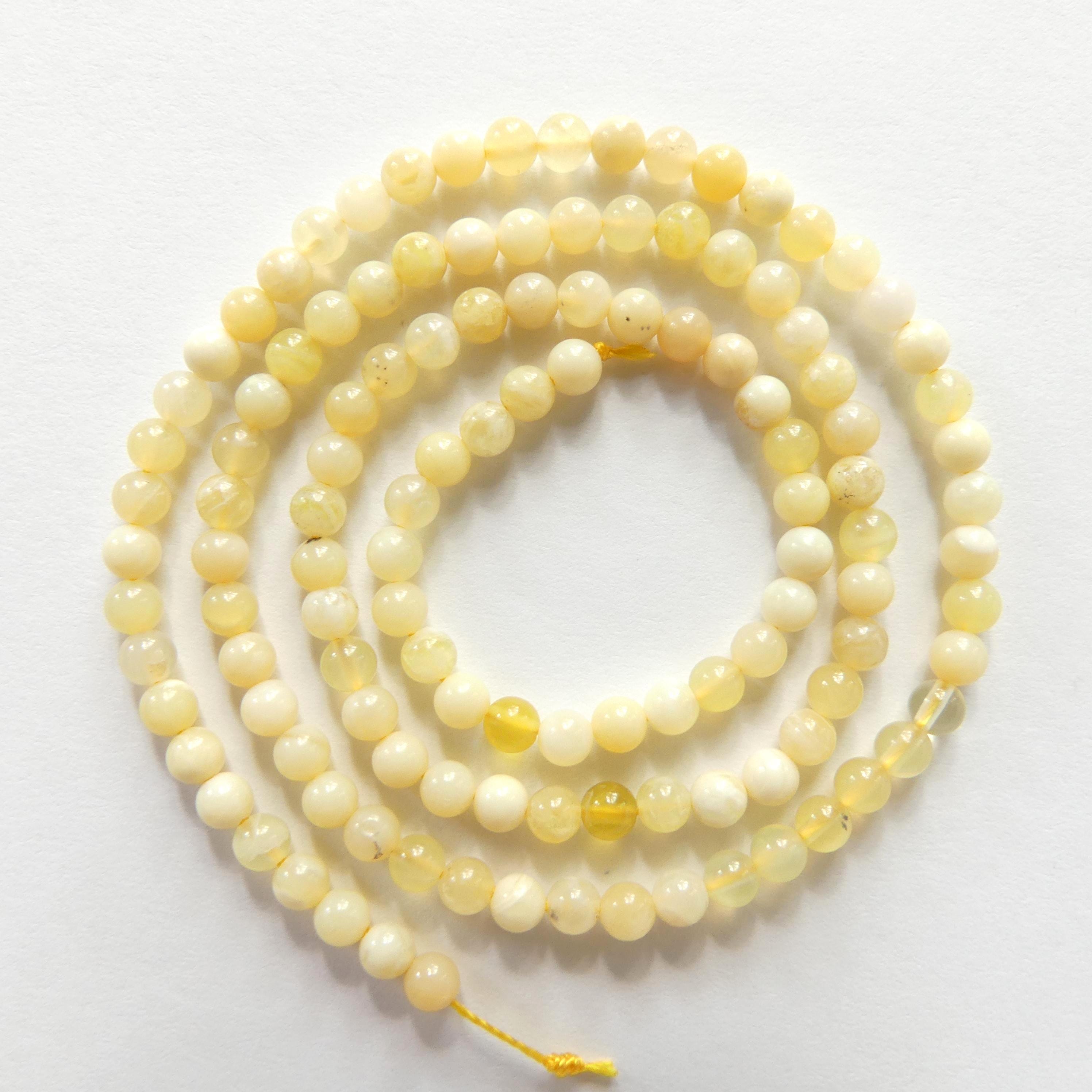 3mm Yellow Opal Beads 15" Opal Genuine Gemstone Beads Natural Peruvian Opal for Jewelry Making Beading Craft Gift Beads October birthstone