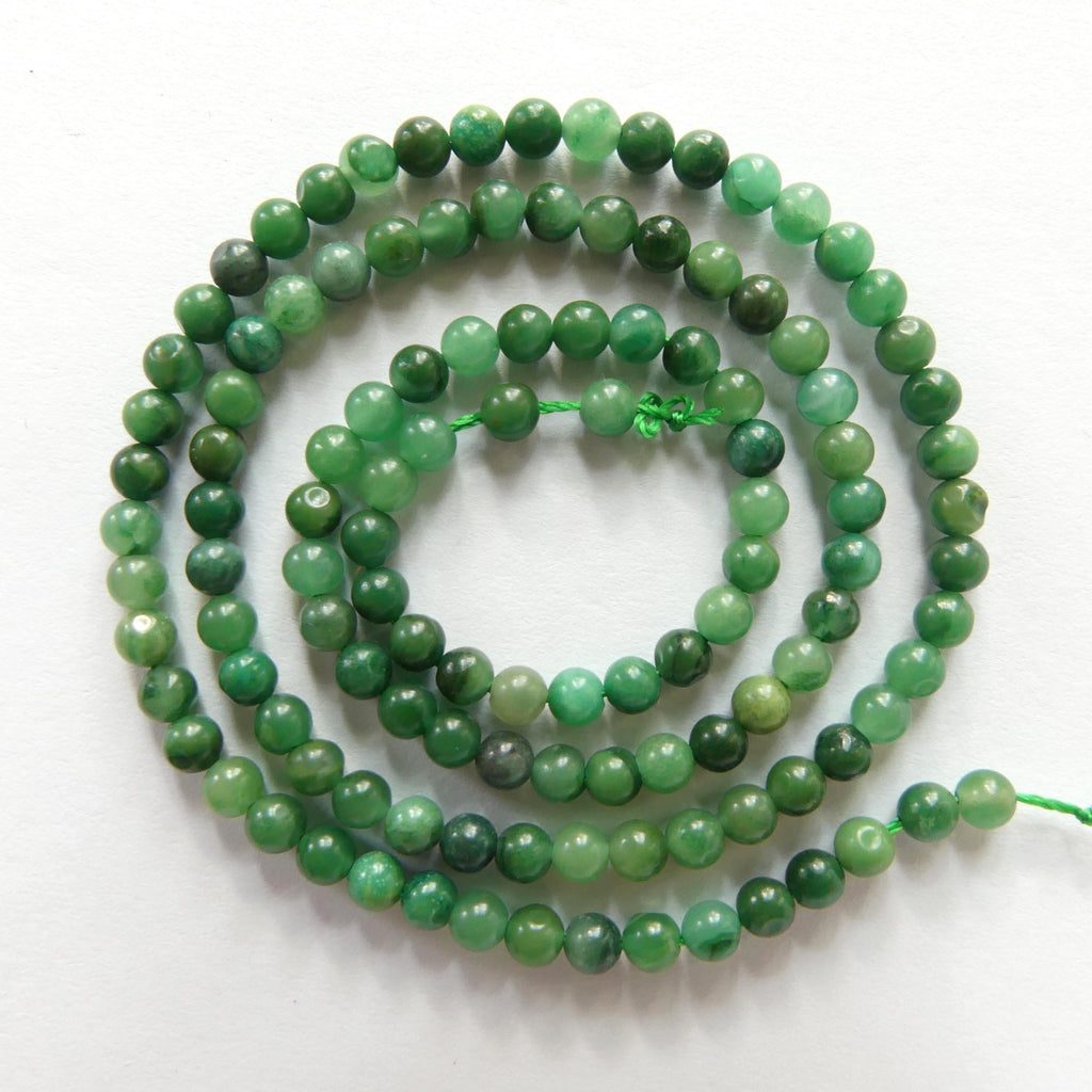 3mm Natural Green Jade Smooth Beads 15" African Jade Round Genuine Gemstone Beads for Jewelry Making Beading Craft Gift Beads DIY Jewelry