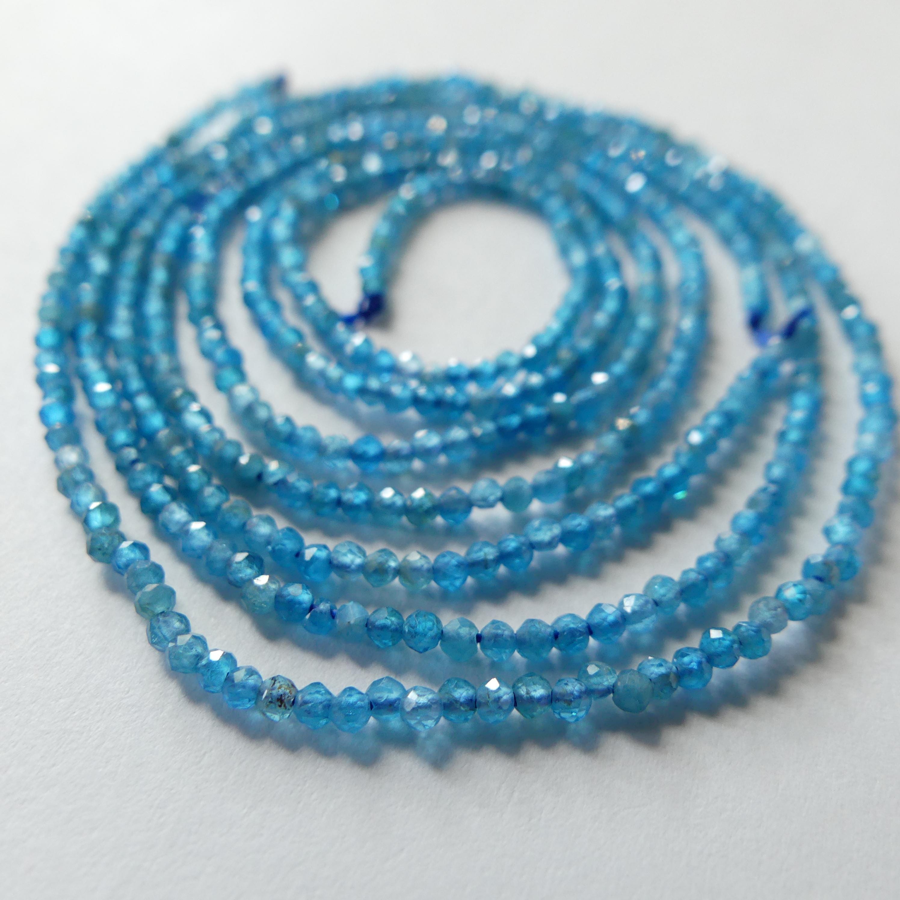 1.8mm Blue Apatite Faceted Beads 15" Genuine Gemstone Beads for Jewelry Making Beading Craft Gift Beads Tiny 2mm Seed Beads