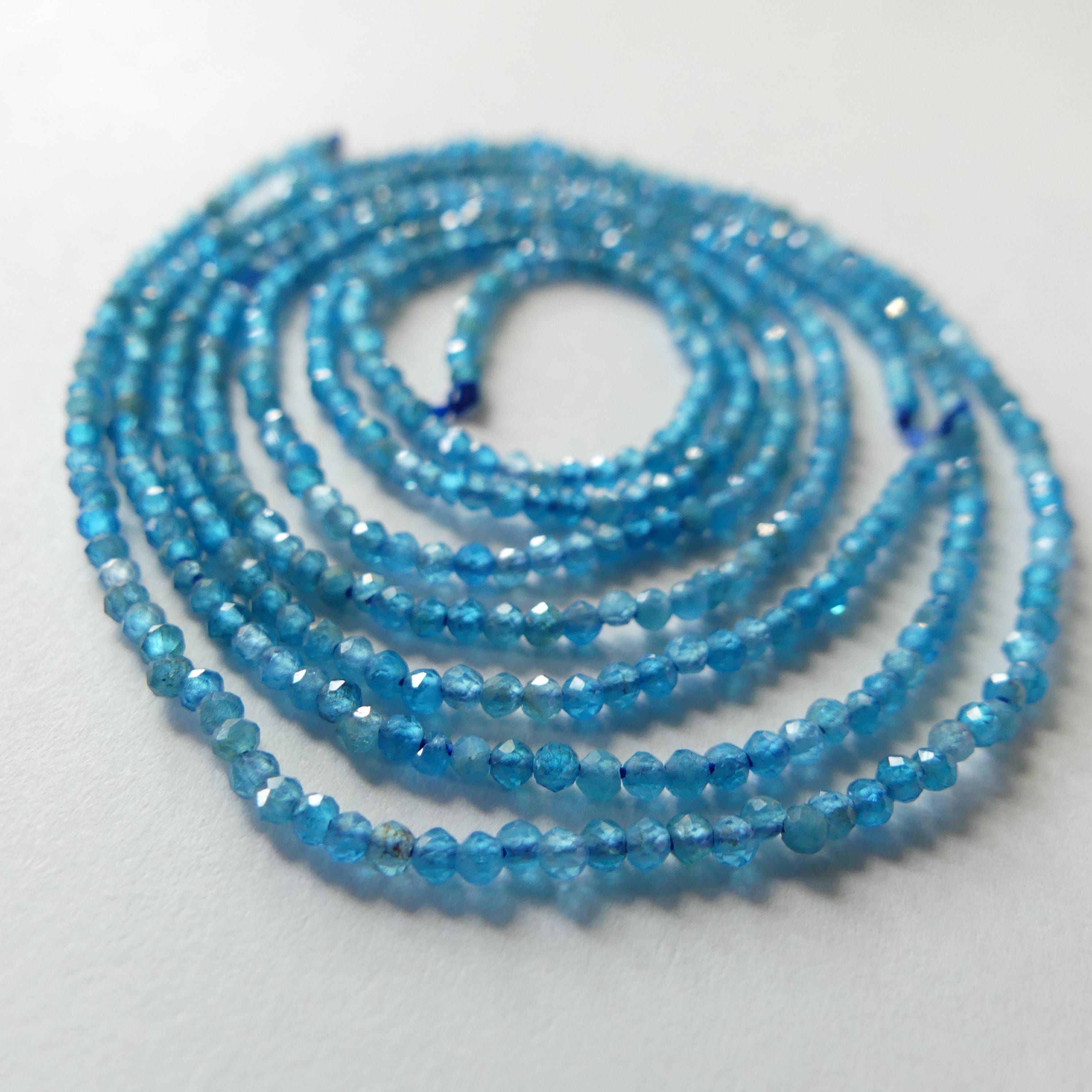 1.8mm Blue Apatite Faceted Beads 15" Genuine Gemstone Beads for Jewelry Making Beading Craft Gift Beads Tiny 2mm Seed Beads