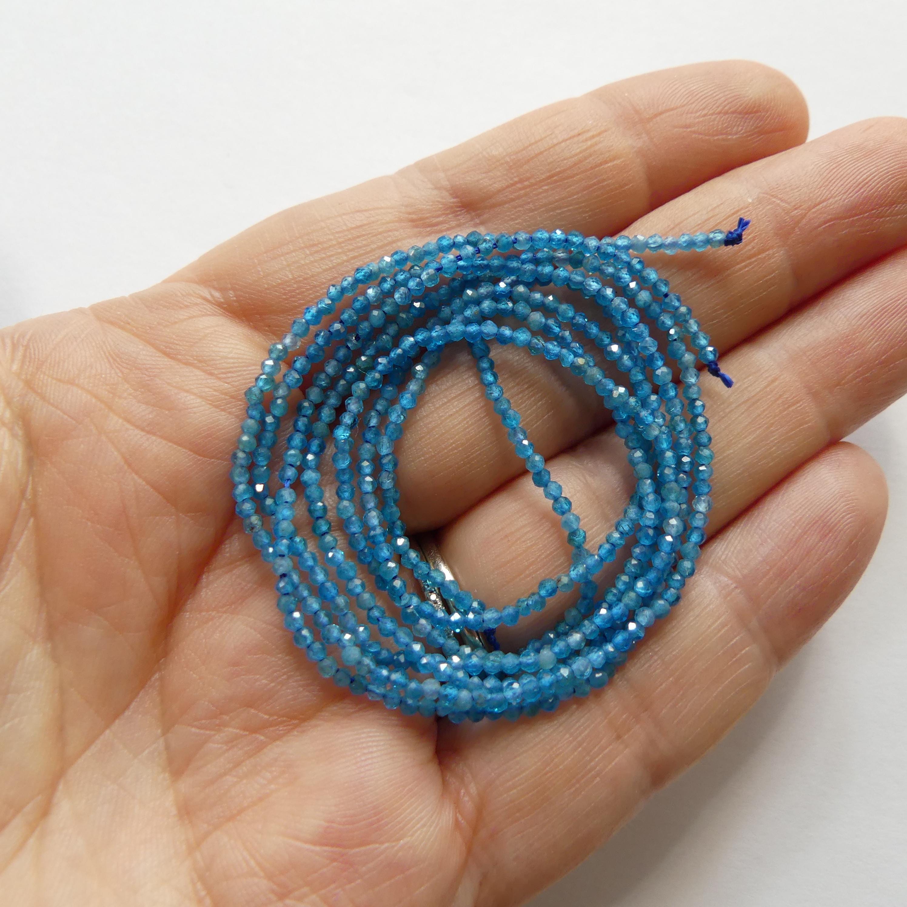 1.8mm Blue Apatite Faceted Beads 15" Genuine Gemstone Beads for Jewelry Making Beading Craft Gift Beads Tiny 2mm Seed Beads