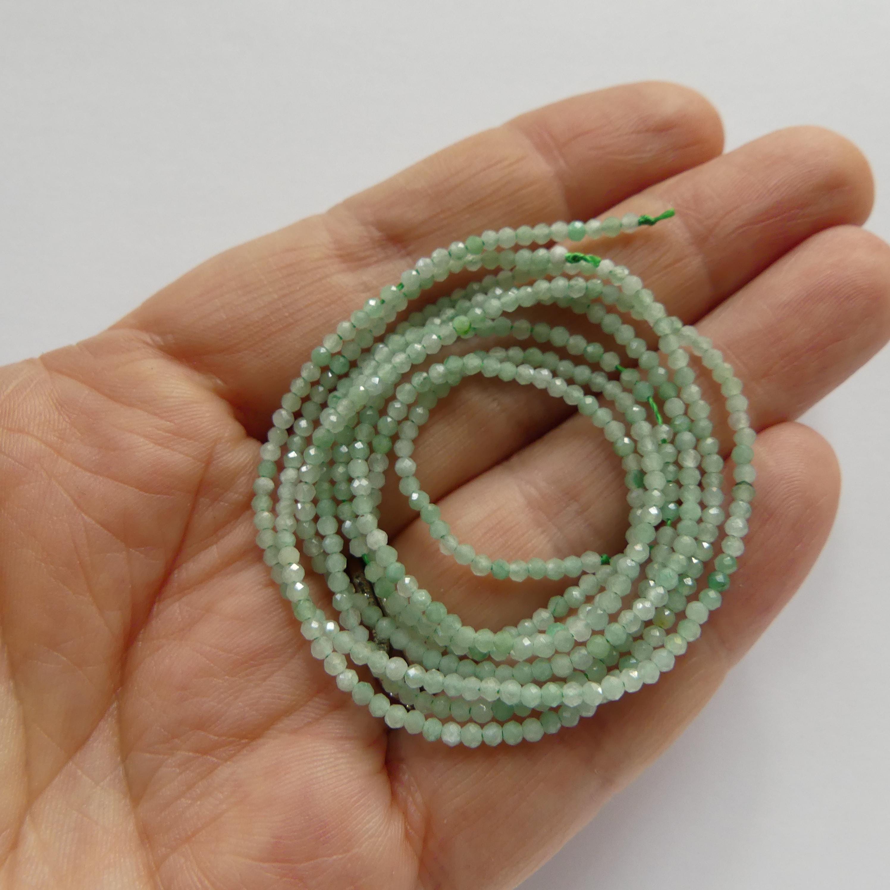 1.9mm Burma Jade Beads Faceted 15" Burma Jadeite Genuine Gemstone Beads Sparkly Natural Jade for Jewelry Making Beading Craft Gift Beads
