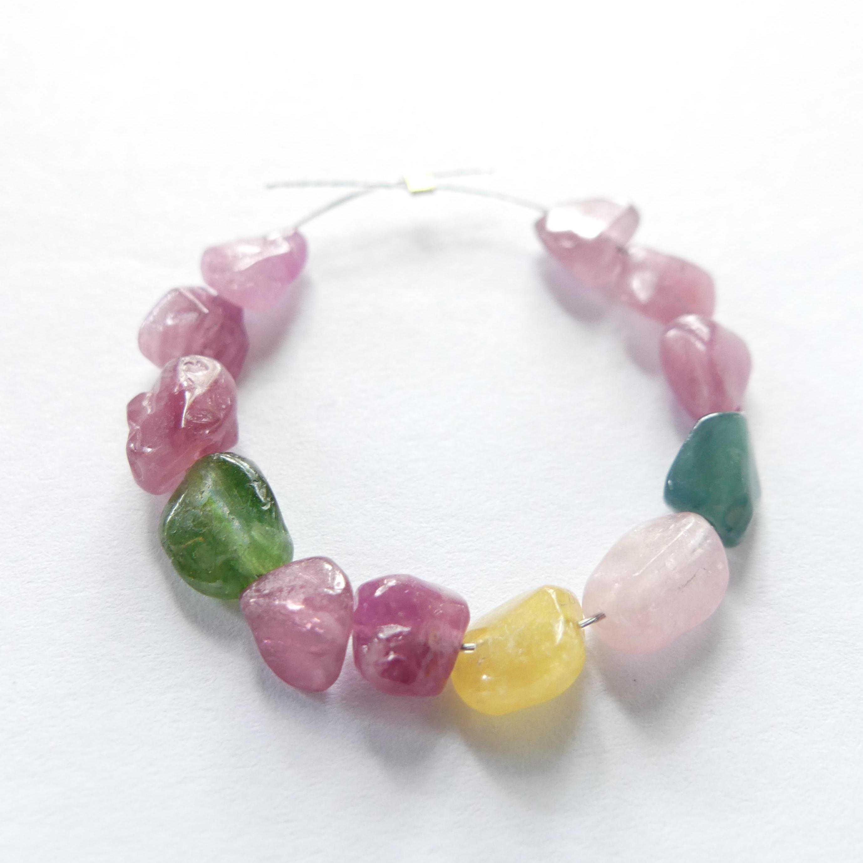 4mm 6mm Watermelon Tourmaline Nugget Beads 12pcs Rainbow Gemstone Beads Freeform Tourmaline Jewelry Making Gift Crafter October Birthstone