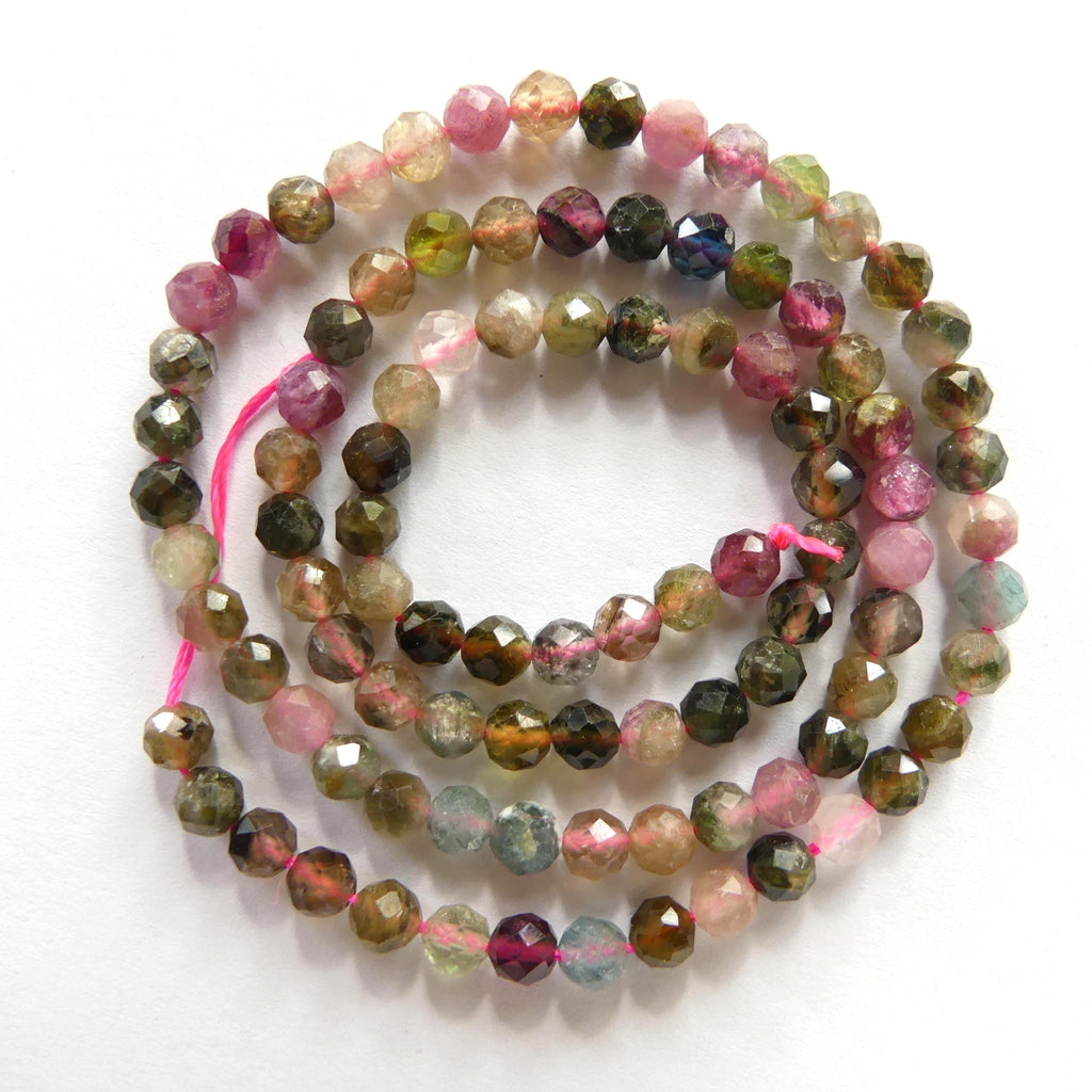 4mm AAA Watermelon Tourmaline Faceted Beads 15" Transparent Rainbow Gemstone Beads Jewelry Making Beading Gift Crafter October Birthstone