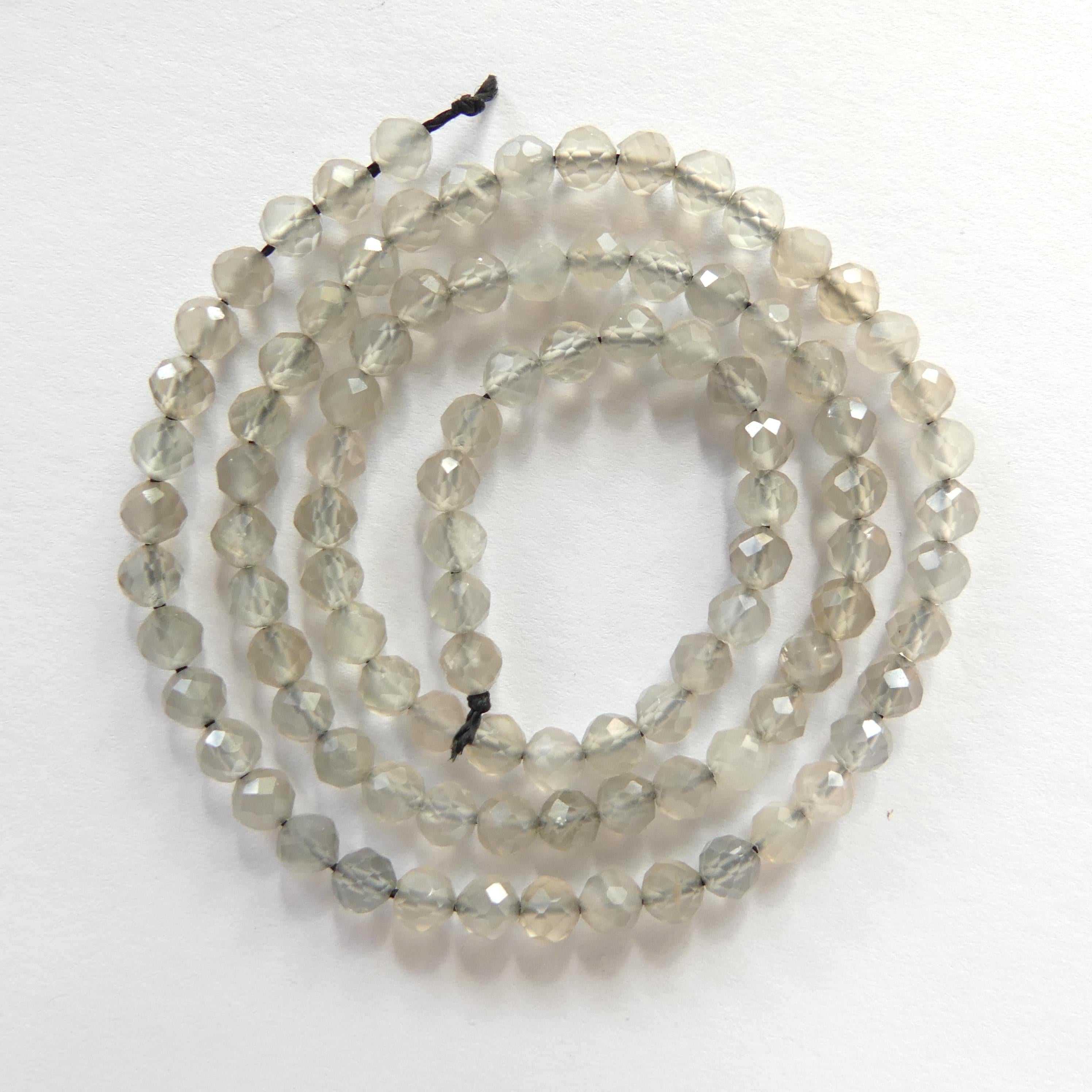 4mm AAA Gray Moonstone Beads Faceted 15" Moonstone Gemstone Beads Beading Crafter Gift June Birthstone DIY Jewelry Fertility Stone