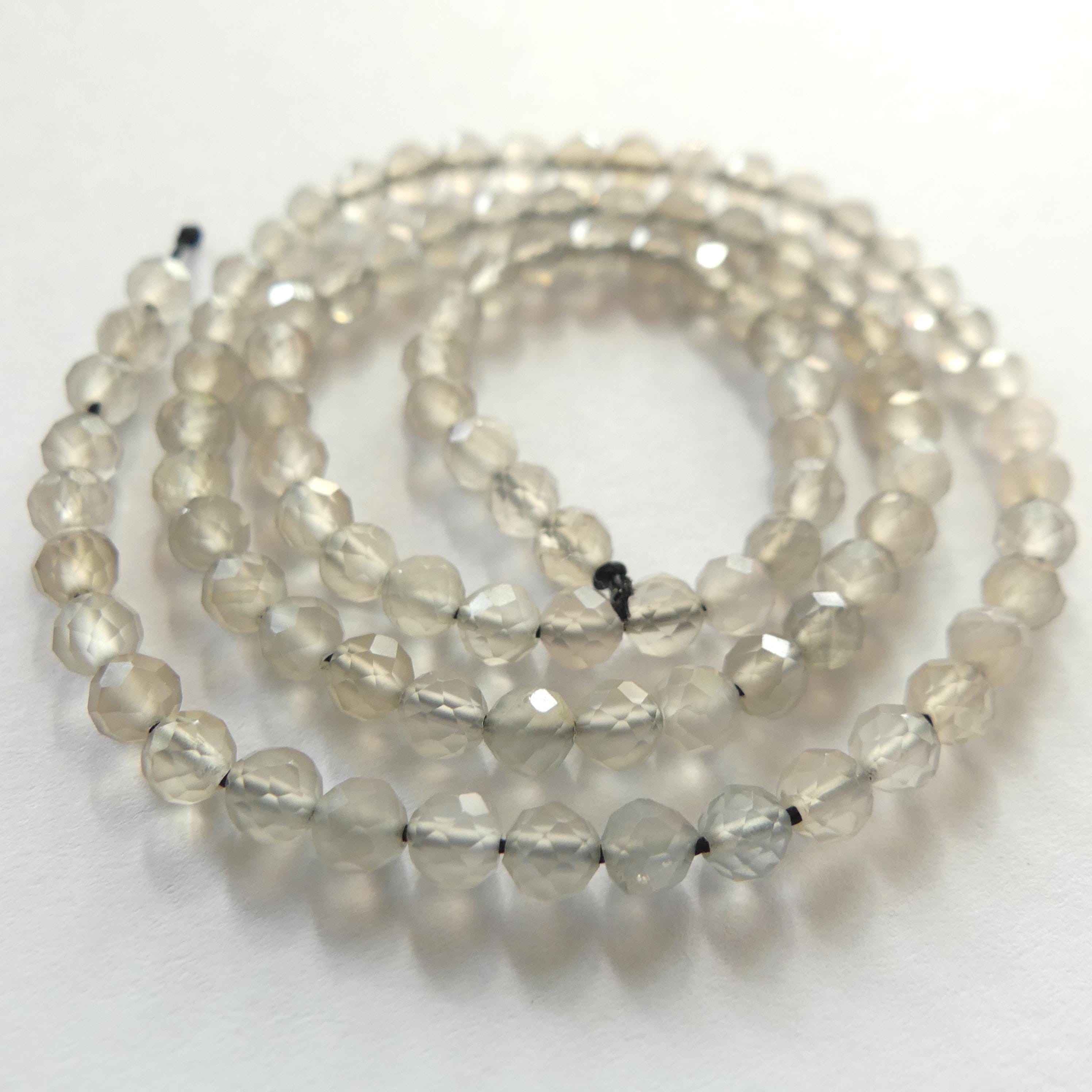 4mm AAA Gray Moonstone Beads Faceted 15" Moonstone Gemstone Beads Beading Crafter Gift June Birthstone DIY Jewelry Fertility Stone