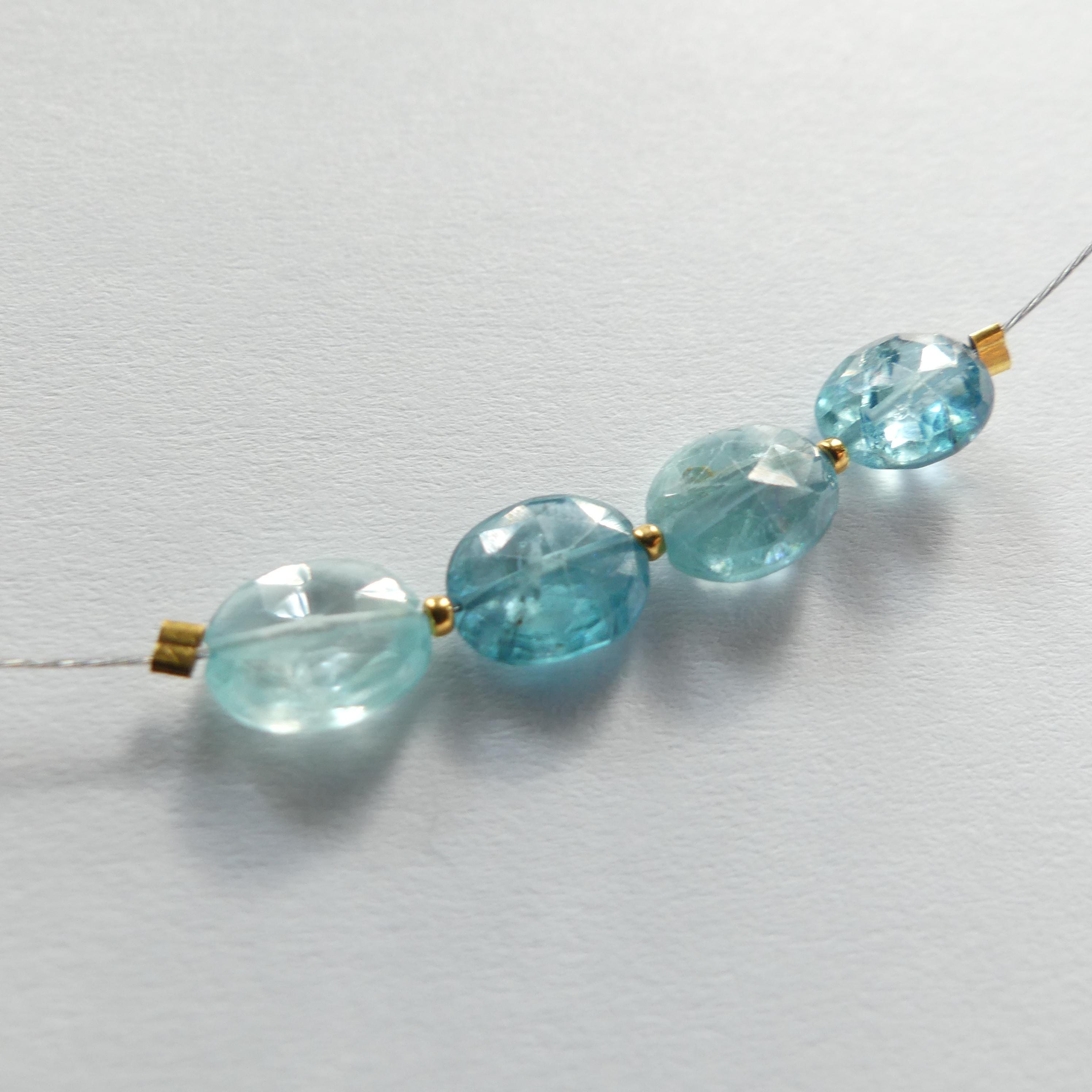 Rare Natural Blue Zircon Faceted Oval Beads Genuine Zircon Nuggets Transparent Sparkly Gemstone Beads for Jewelry Making December Birthstone