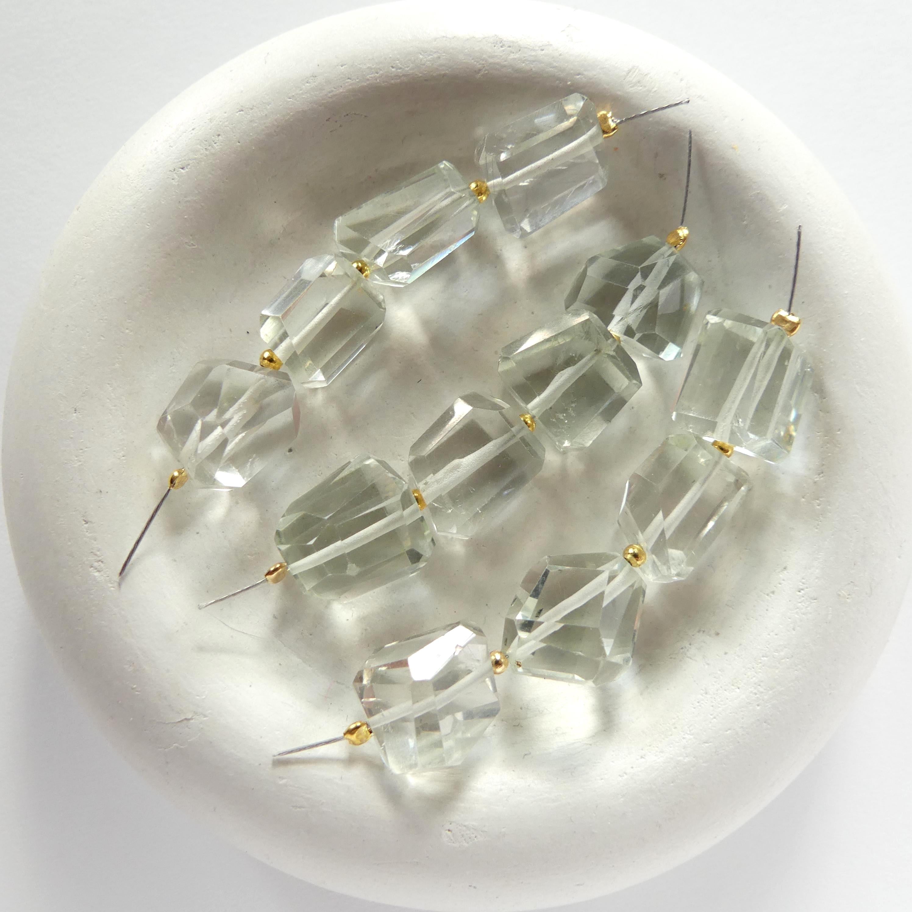 Green Amethyst Faceted Nuggets Large Beads Freeform Prasiolite Transparent Sparkly Gemstone Beads for Jewelry Making February Birthstone