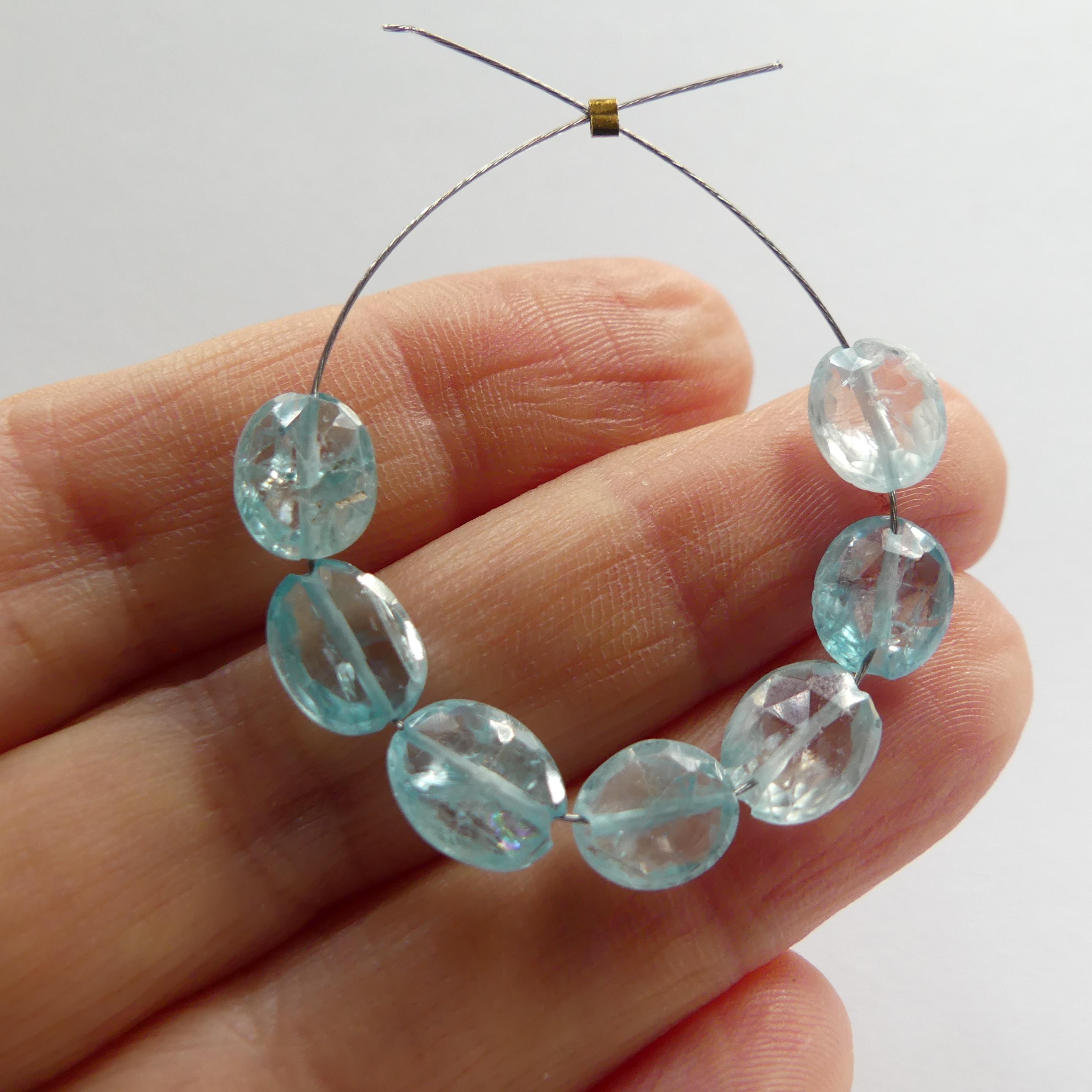 Rare Natural Blue Zircon Faceted Oval Beads Genuine Zircon Nuggets Transparent Sparkly Gemstone Beads for Jewelry Making December Birthstone