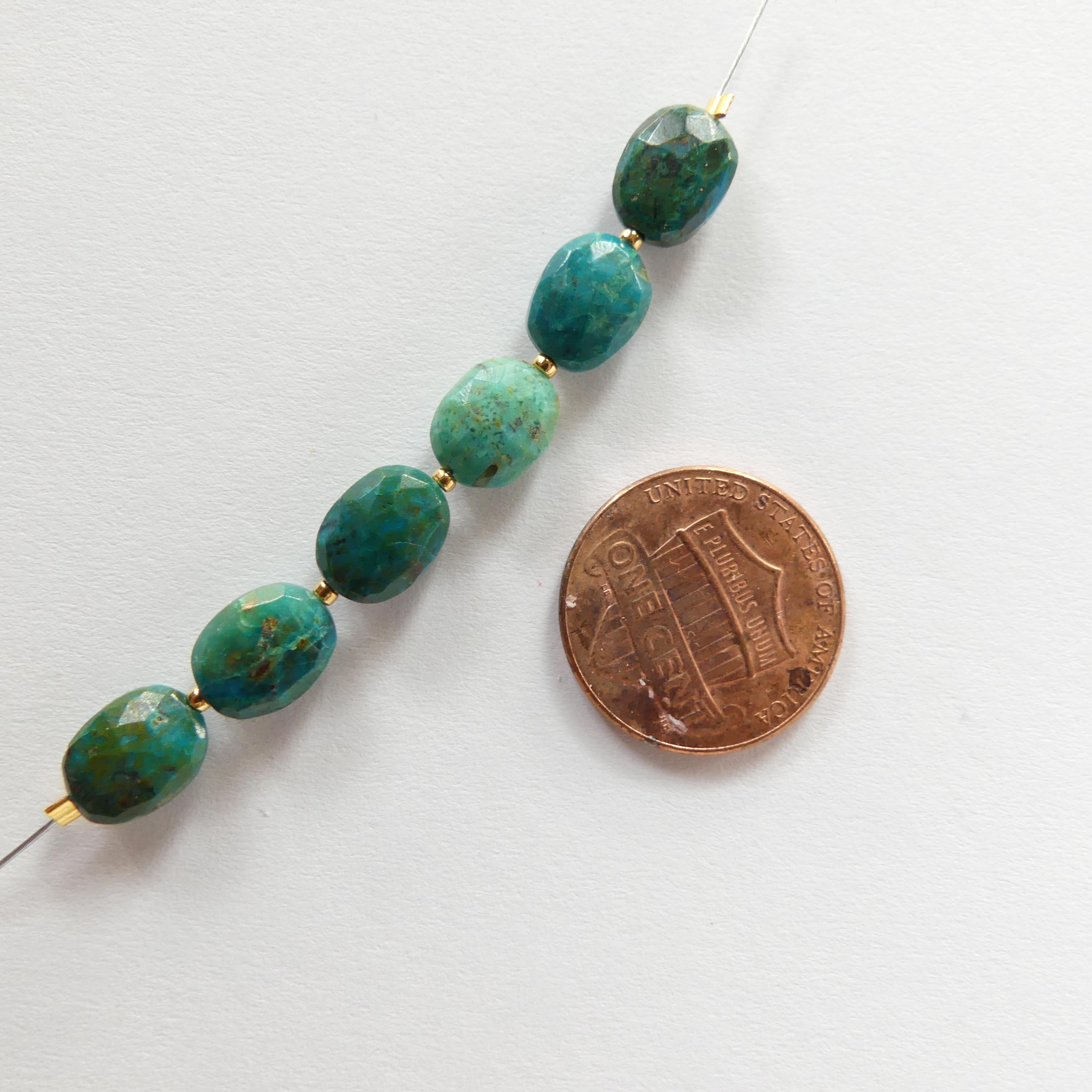 Natural AAA Chrysocolla Faceted Oval Beads Genuine Chrysocolla Nuggets Gemstone Beads for Jewelry Making Earrings Supplies