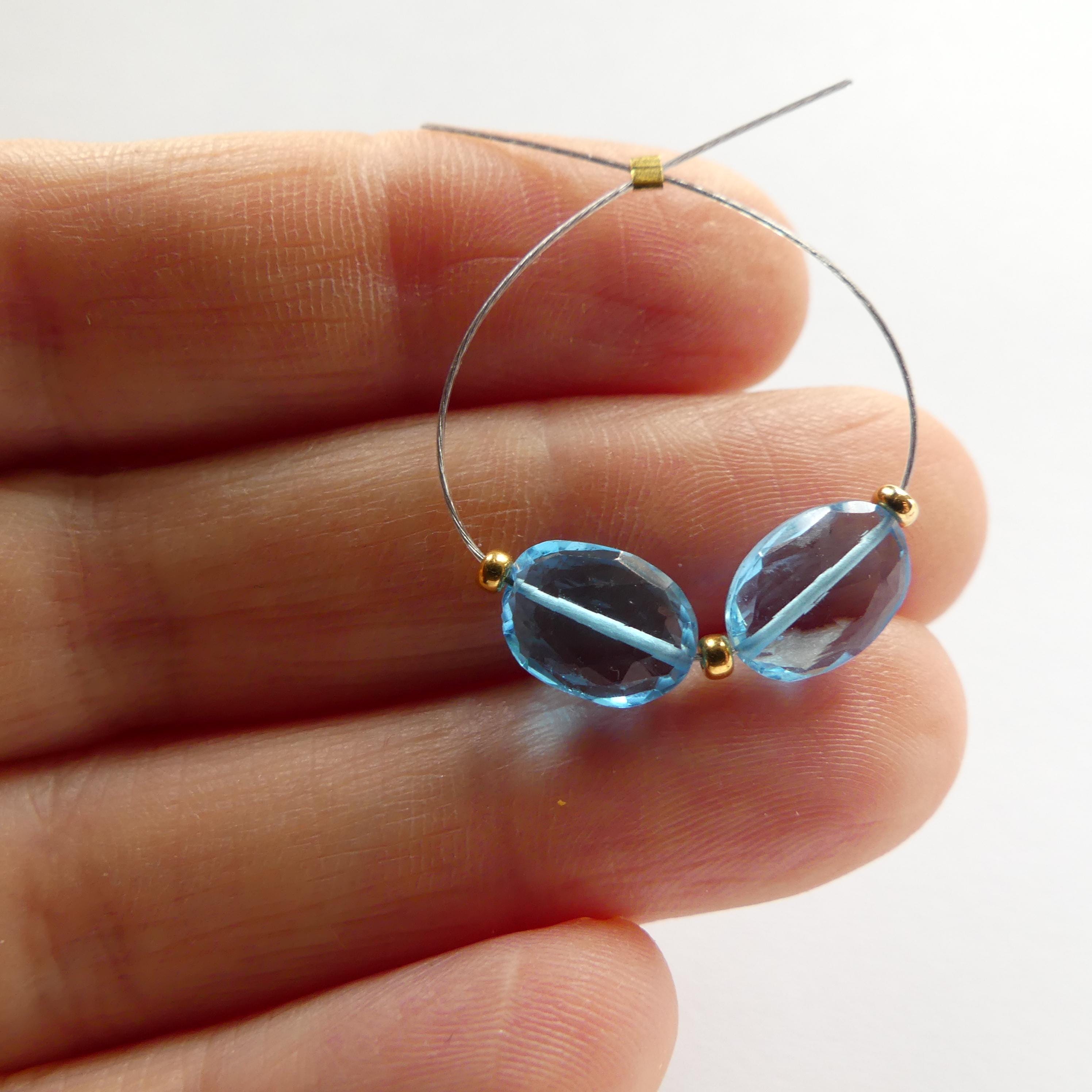AAA Swiss Blue Topaz Beads Oval Faceted Nuggets Transparent Sparkly Gemstone Beads for Jewelry Making Earrings Pendants December Birthstone