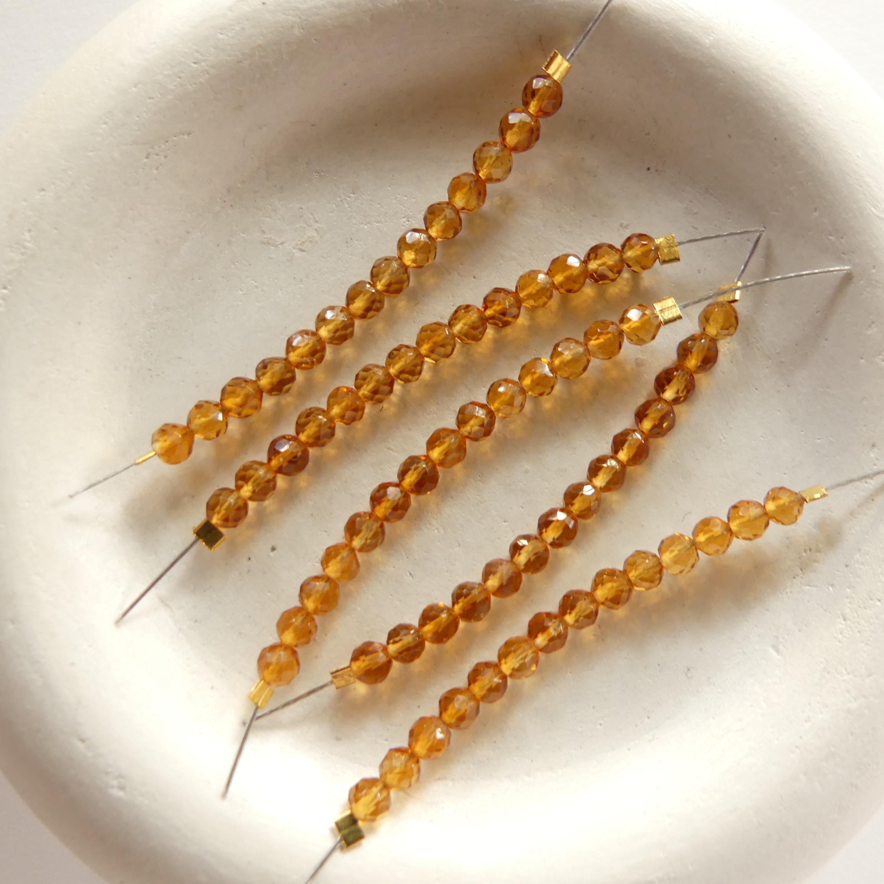 3mm AAA Madeira Citrine Faceted Beads 1.5" Dark Yellow Citrine Gemstone Beads for Jewelry Making Beading Gift Crafter November Birtstone