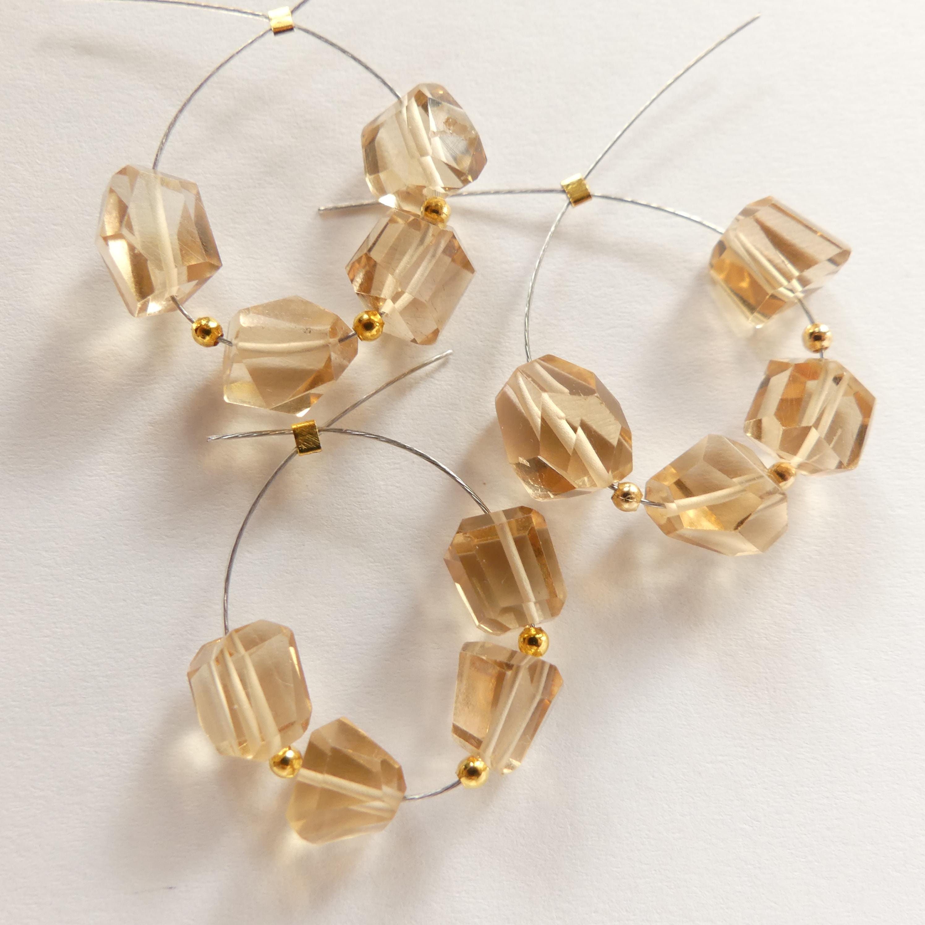 AAA Champagne Citrine Faceted Nuggets Large Beads Freeform Citrine Transparent Sparkly Gemstone Beads for Jewelry Making November Birthstone