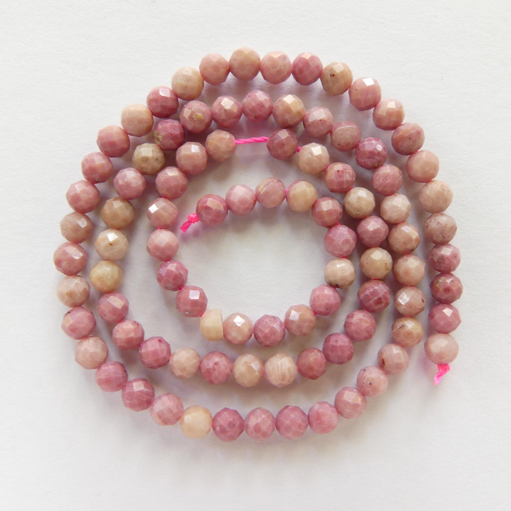 4mm Pink Petrified Wood Jasper Faceted Beads Genuine Small Pink Jasper Beads 15" Gemstone Beads for Jewelry Making