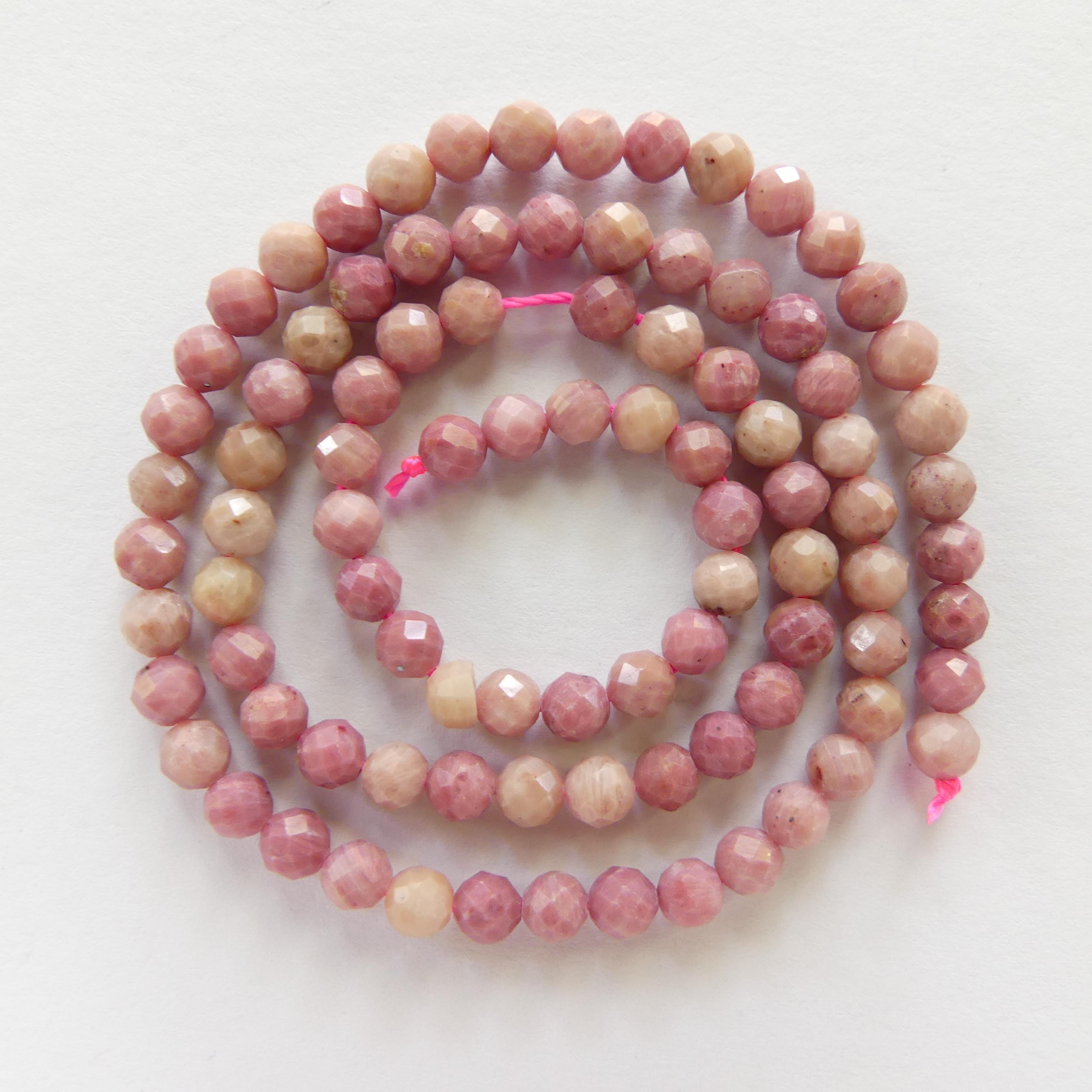 4mm Pink Petrified Wood Jasper Faceted Beads Genuine Small Pink Jasper Beads 15" Gemstone Beads for Jewelry Making