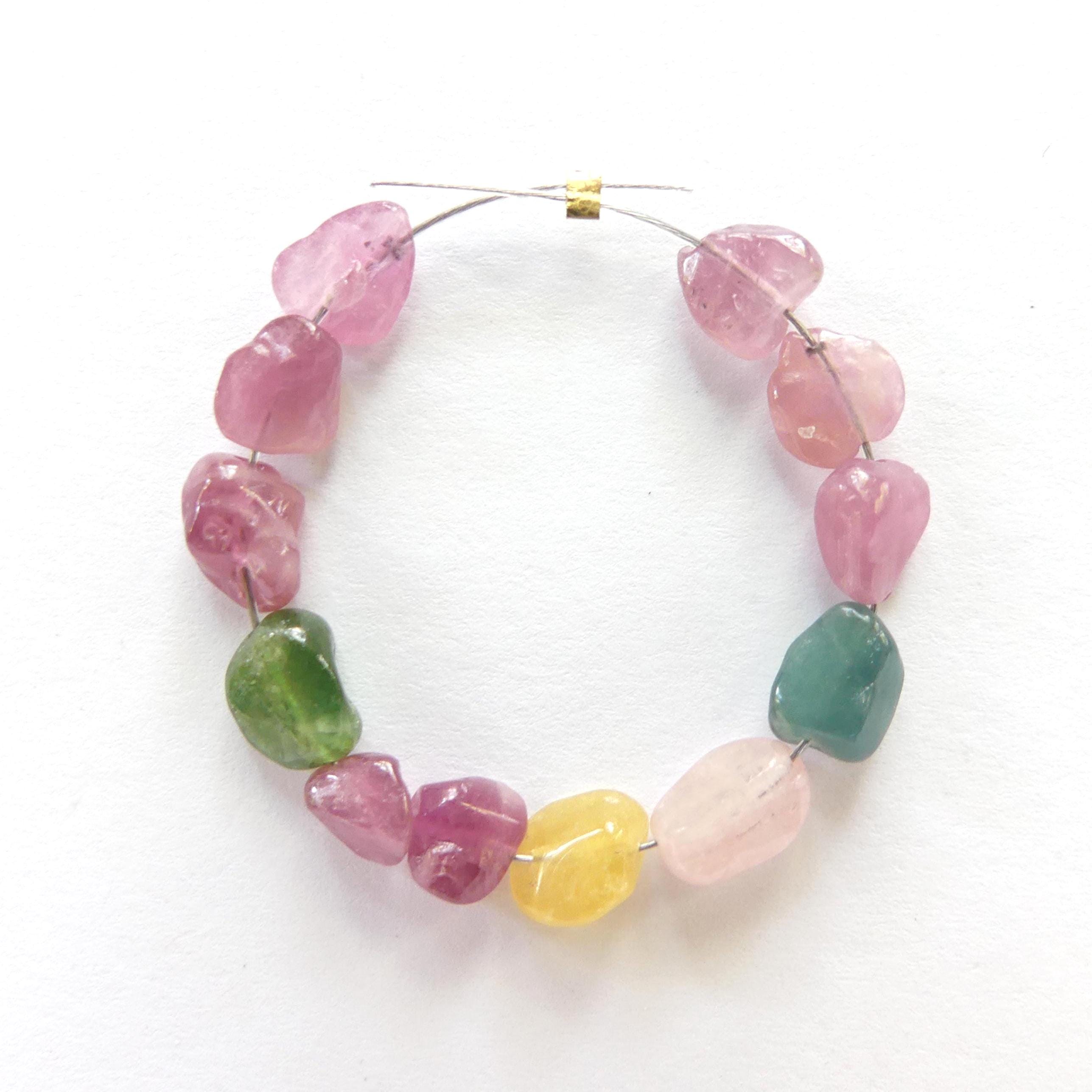 4mm 6mm Watermelon Tourmaline Nugget Beads 12pcs Rainbow Gemstone Beads Freeform Tourmaline Jewelry Making Gift Crafter October Birthstone