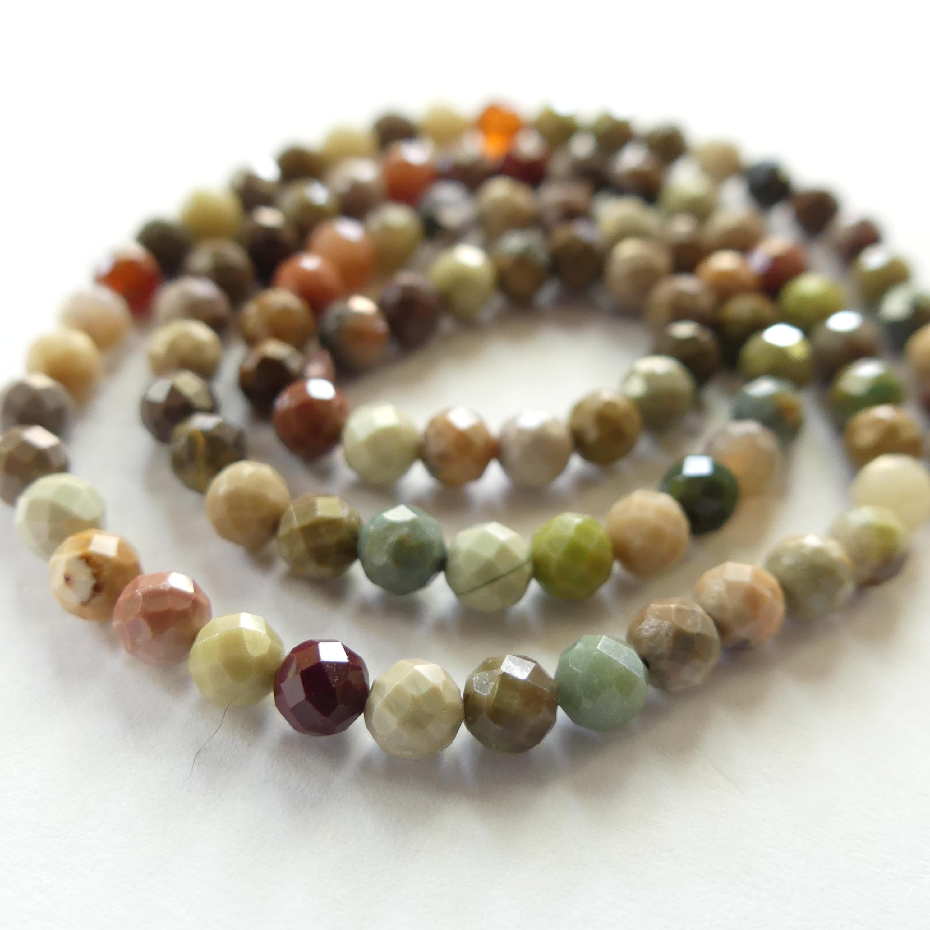 4mm Ocean Jasper Beads Genuine Fancy Jasper Colorful Beads 15" Gemstone Beads for Jewelry Making Gift for Crafters DIY Jewelry Making