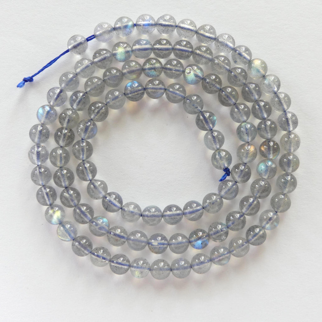 4mm AAA Labradorite Beads Smooth Labradorite Genuine Blue Flash Beads 15" Gray Gemstone Beads for DIY Jewelry Making Crafter Gift