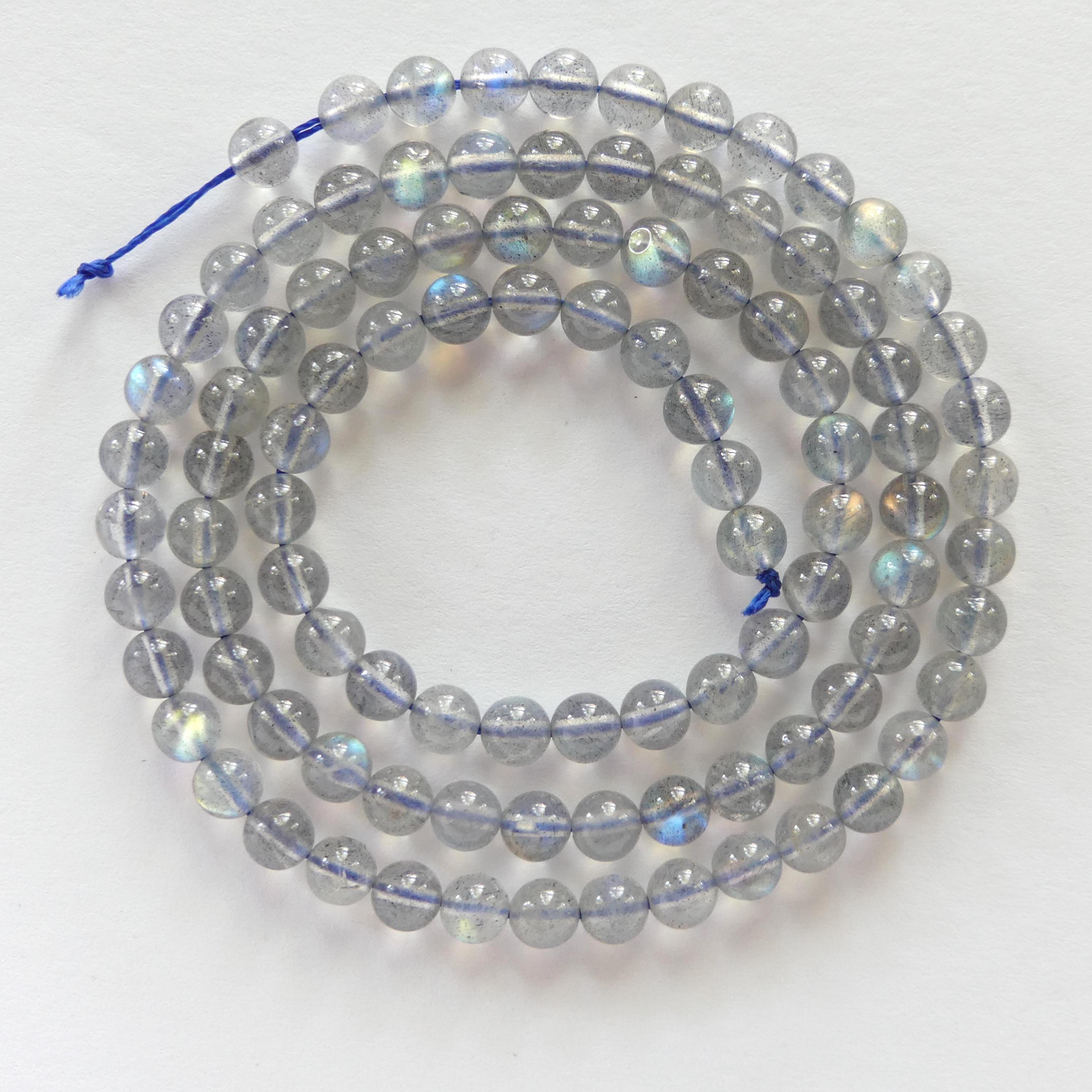 4mm AAA Labradorite Beads Smooth Labradorite Genuine Blue Flash Beads 15" Gray Gemstone Beads for DIY Jewelry Making Crafter Gift