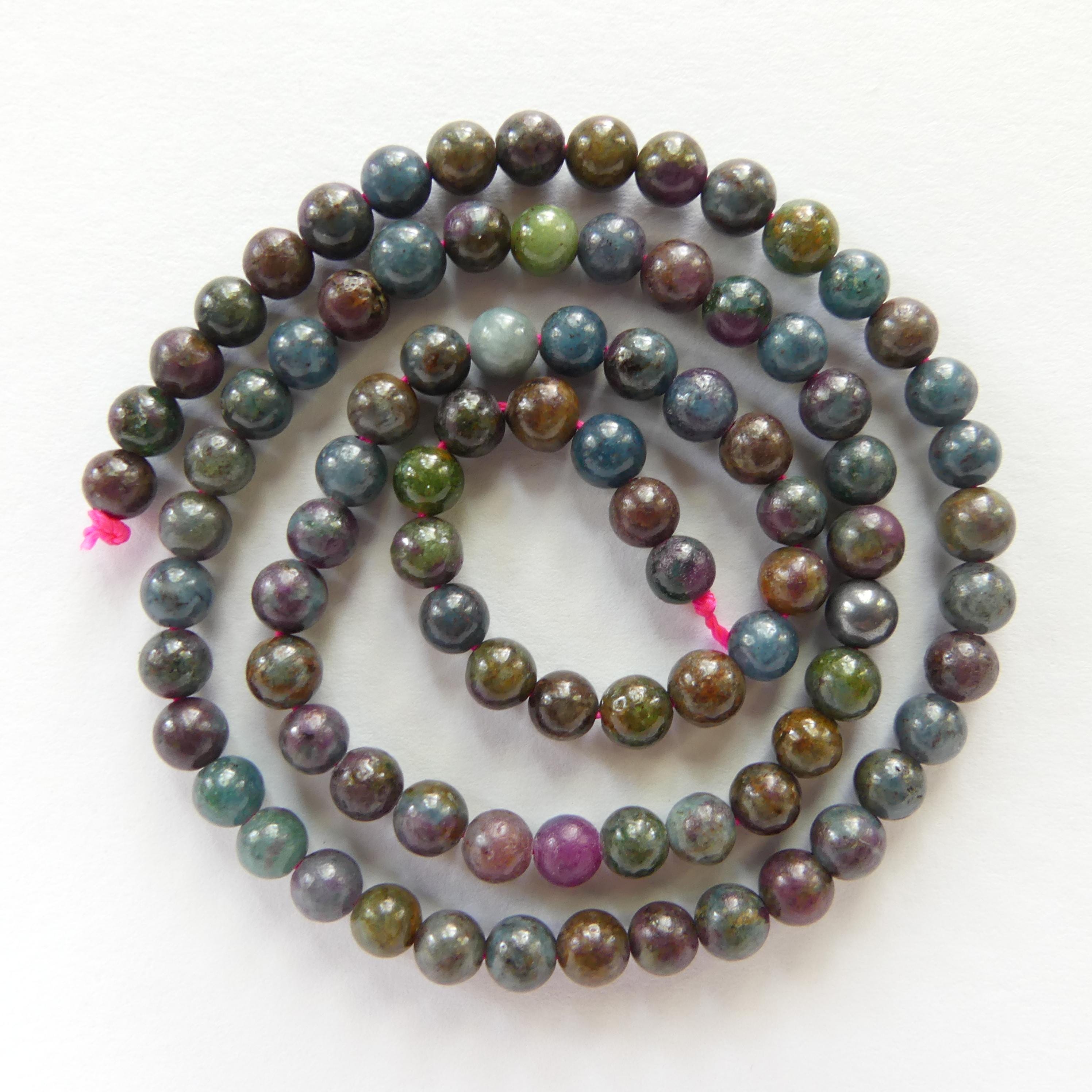 4mm Ruby in Kyanite Beads Smooth Beads 15" Colorful Gemstone Beads Beading Crafter Gift Seamless Ruby in Kyanite Beads