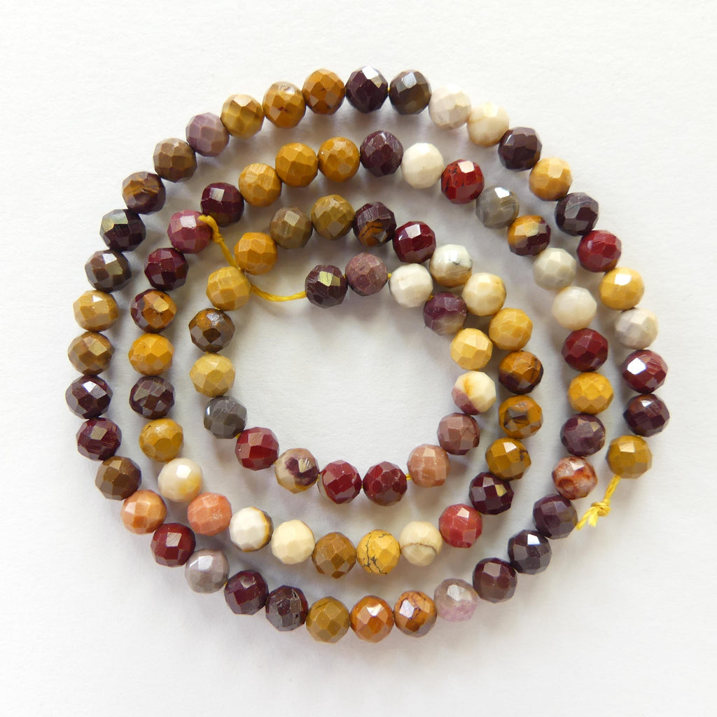 4mm Mookaite Jasper Beads Faceted Genuine Small Earth Tone Jasper Beads 15" Gemstone Beads for Jewelry Making Beading Gift for Crafter