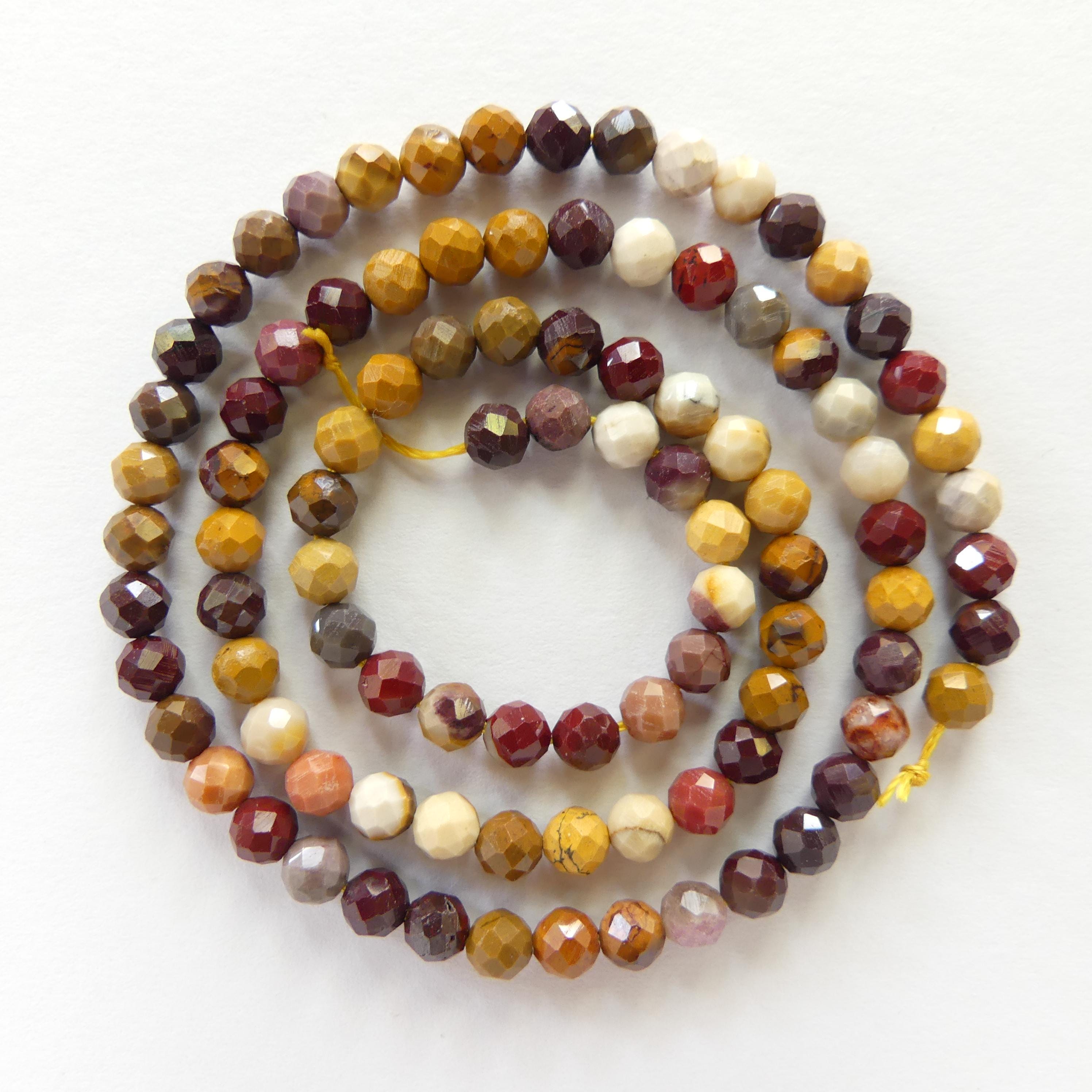 4mm Mookaite Jasper Beads Faceted Genuine Small Earth Tone Jasper Beads 15" Gemstone Beads for Jewelry Making Beading Gift for Crafter