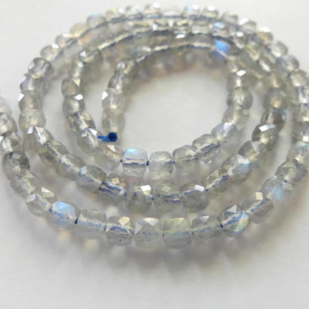 4mm AAA Labradorite Beads Cube Labradorite Genuine Blue Flash Beads 15" Gray Gemstone Beads for DIY Jewelry Making Crafter Gift