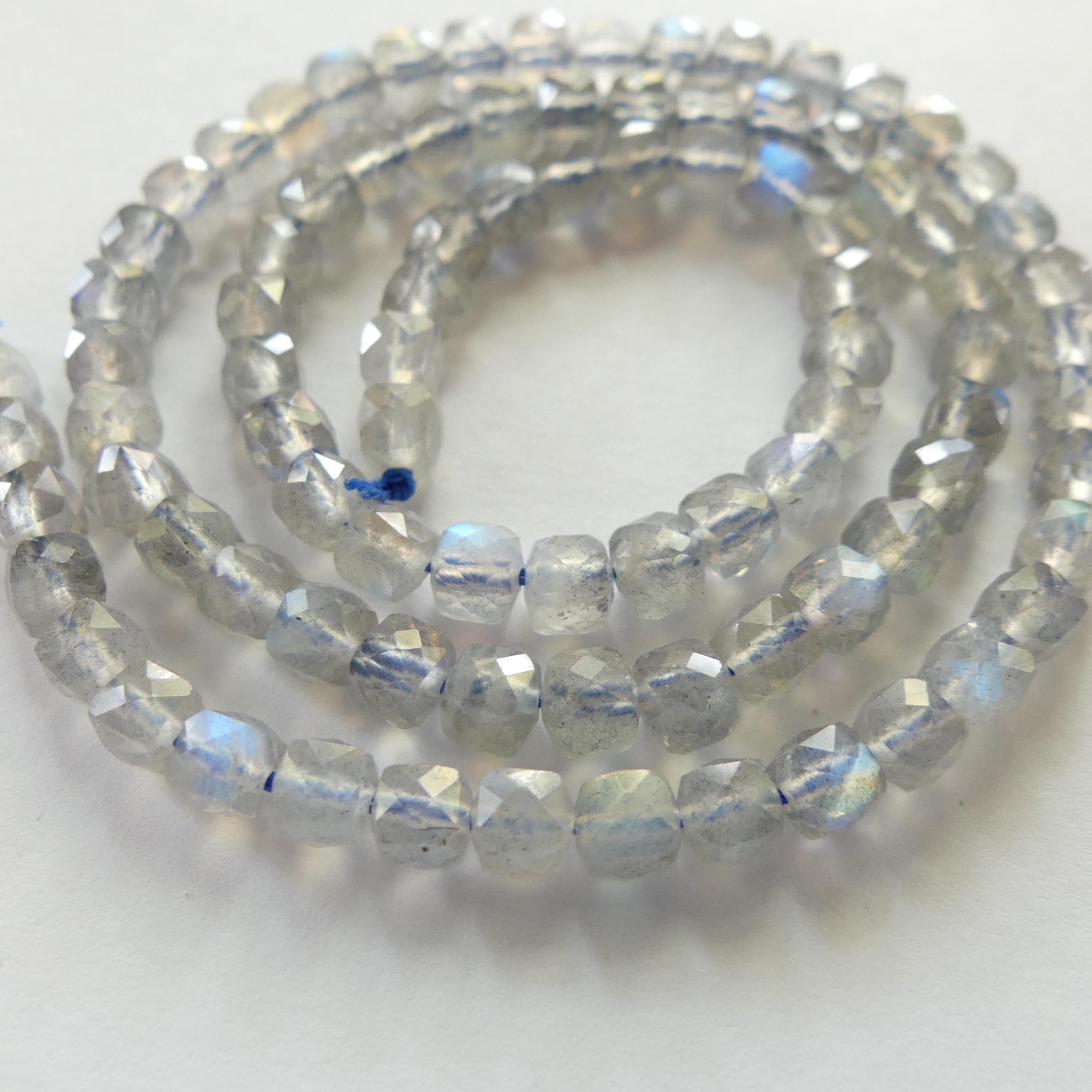 4mm AAA Labradorite Beads Cube Labradorite Genuine Blue Flash Beads 15" Gray Gemstone Beads for DIY Jewelry Making Crafter Gift