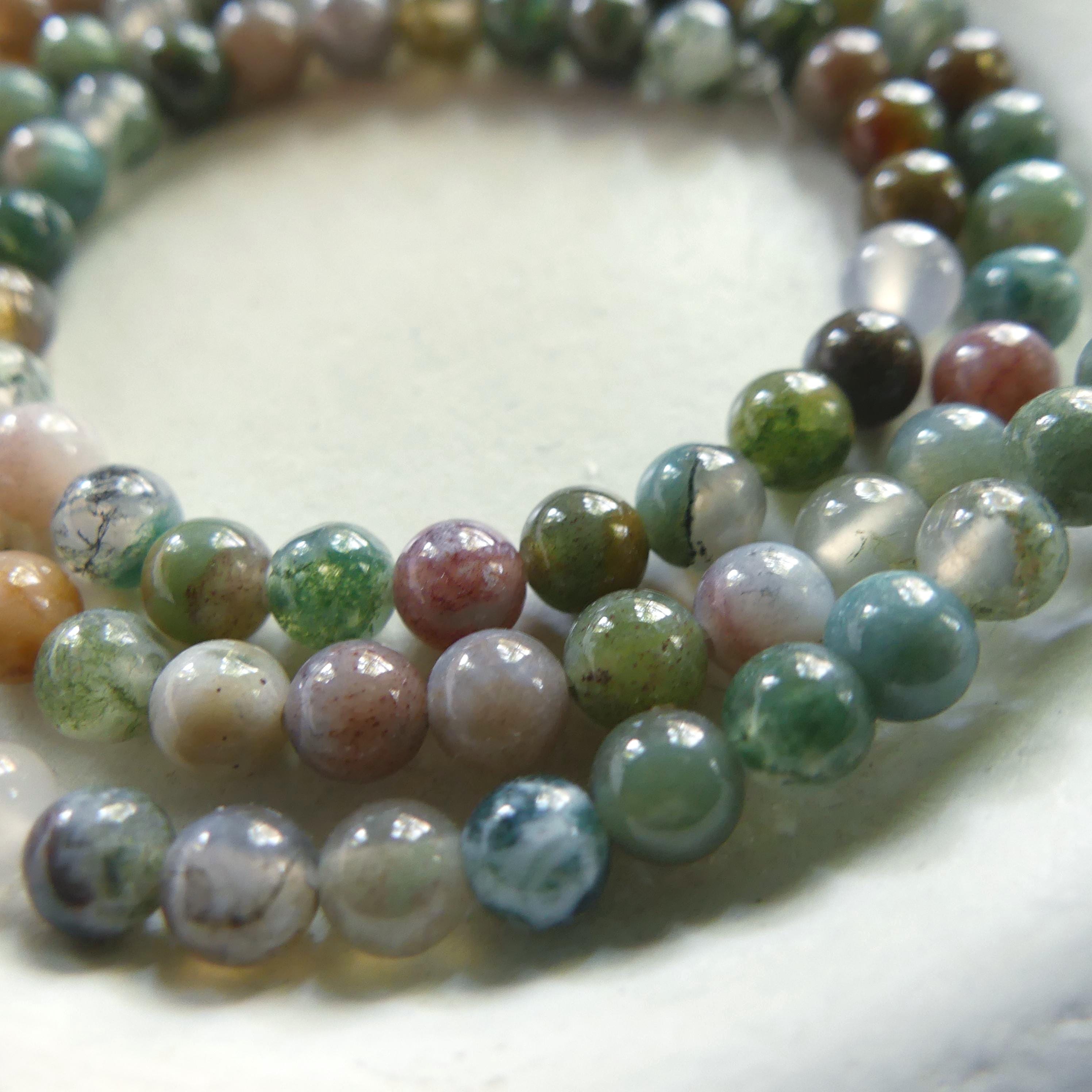 4mm Indian Agate Beads Smooth Genuine Agate Colorful Beads 15" Sparkly Gemstone Beads for DIY Jewelry Making Gift for Crafter