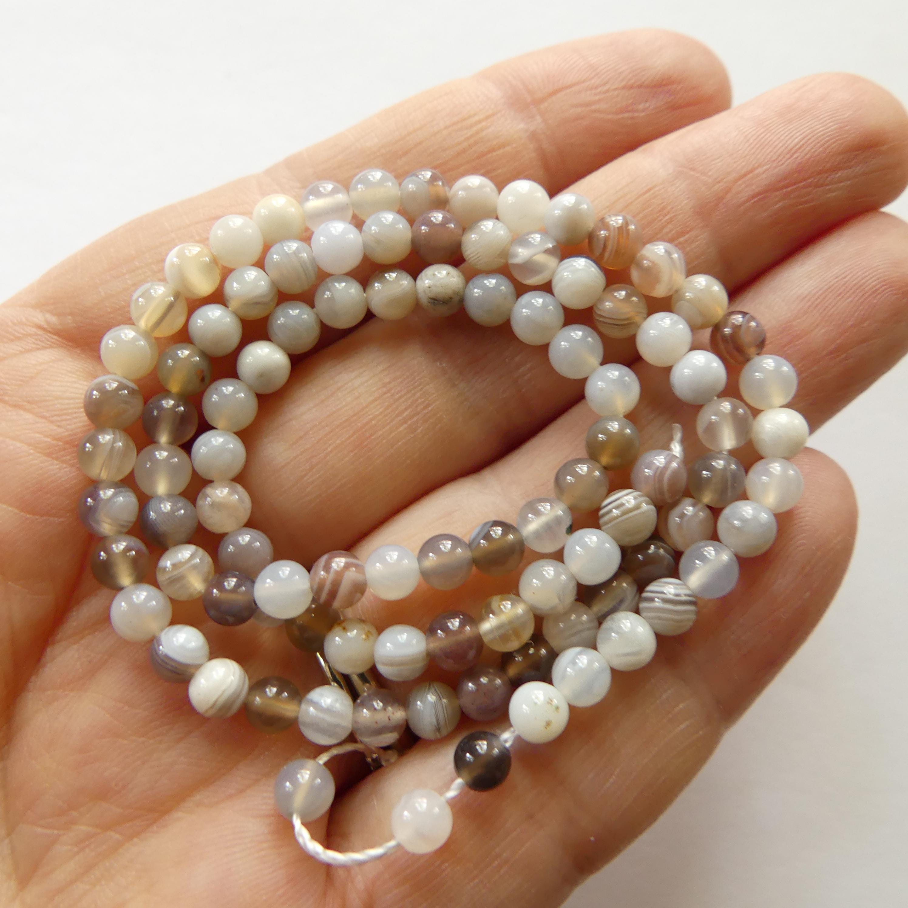 4mm Botswana Agate Beads Smooth Genuine Rare Agate Beads 15" Gemstone Beads Crystal Healing for Jewelry Making Gift for crafter