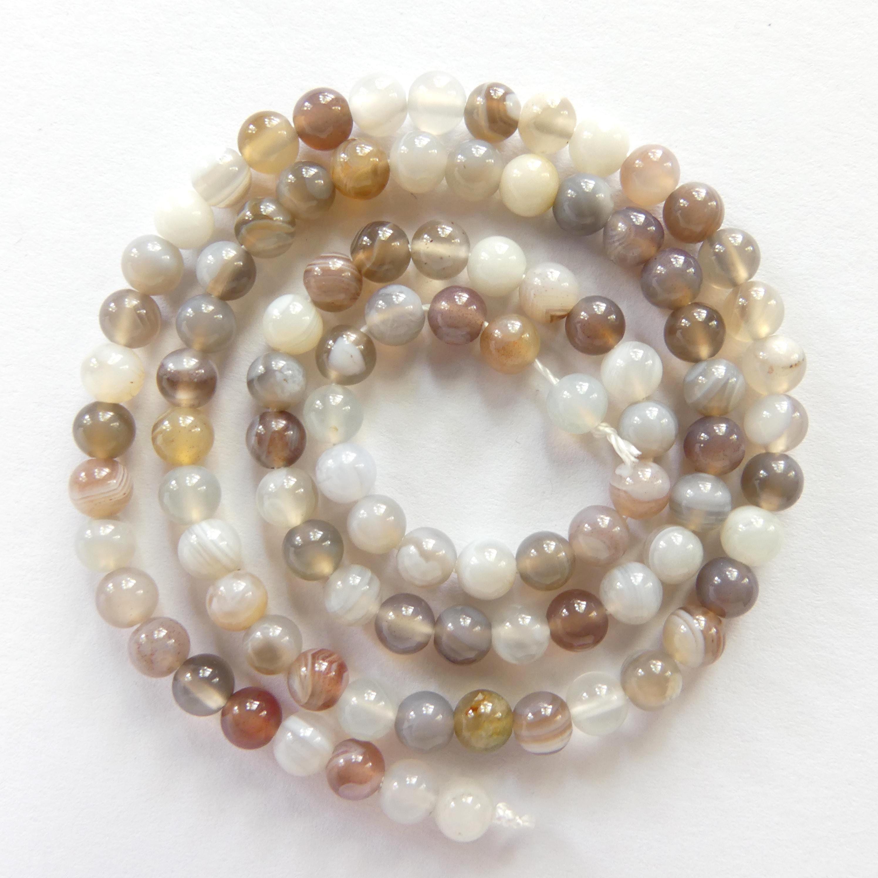 4mm Botswana Agate Beads Smooth Genuine Rare Agate Beads 15" Gemstone Beads Crystal Healing for Jewelry Making Gift for crafter