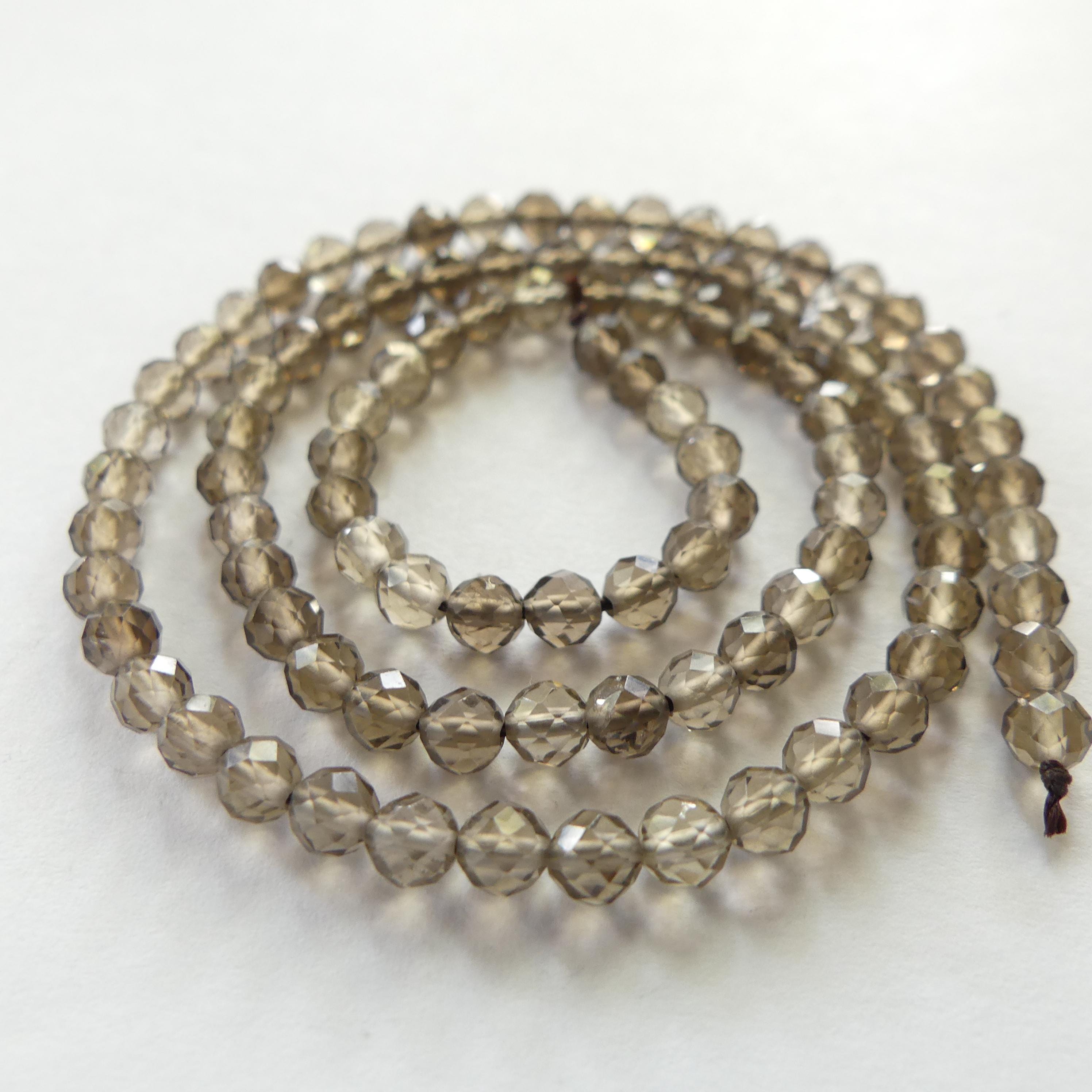 4mm AAA Smoky Quartz Micro Faceted Beads Genuine Beads 15" Sparkly Smoky Quartz Gemstone Beads Beading Crafter Gift