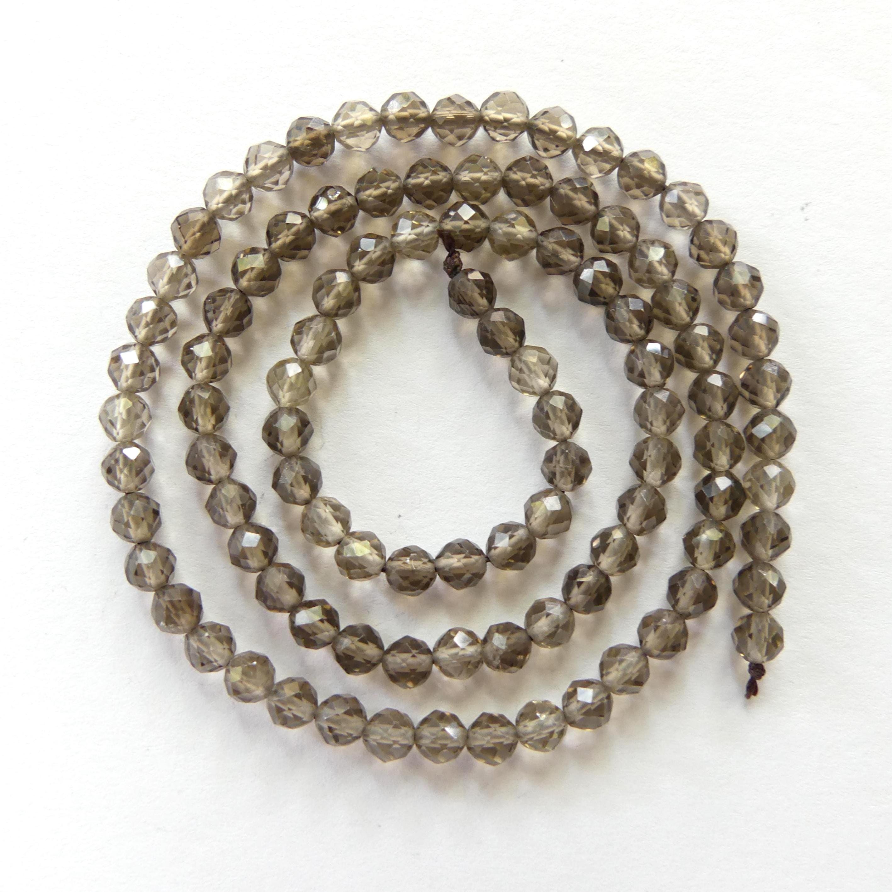 4mm AAA Smoky Quartz Micro Faceted Beads Genuine Beads 15" Sparkly Smoky Quartz Gemstone Beads Beading Crafter Gift