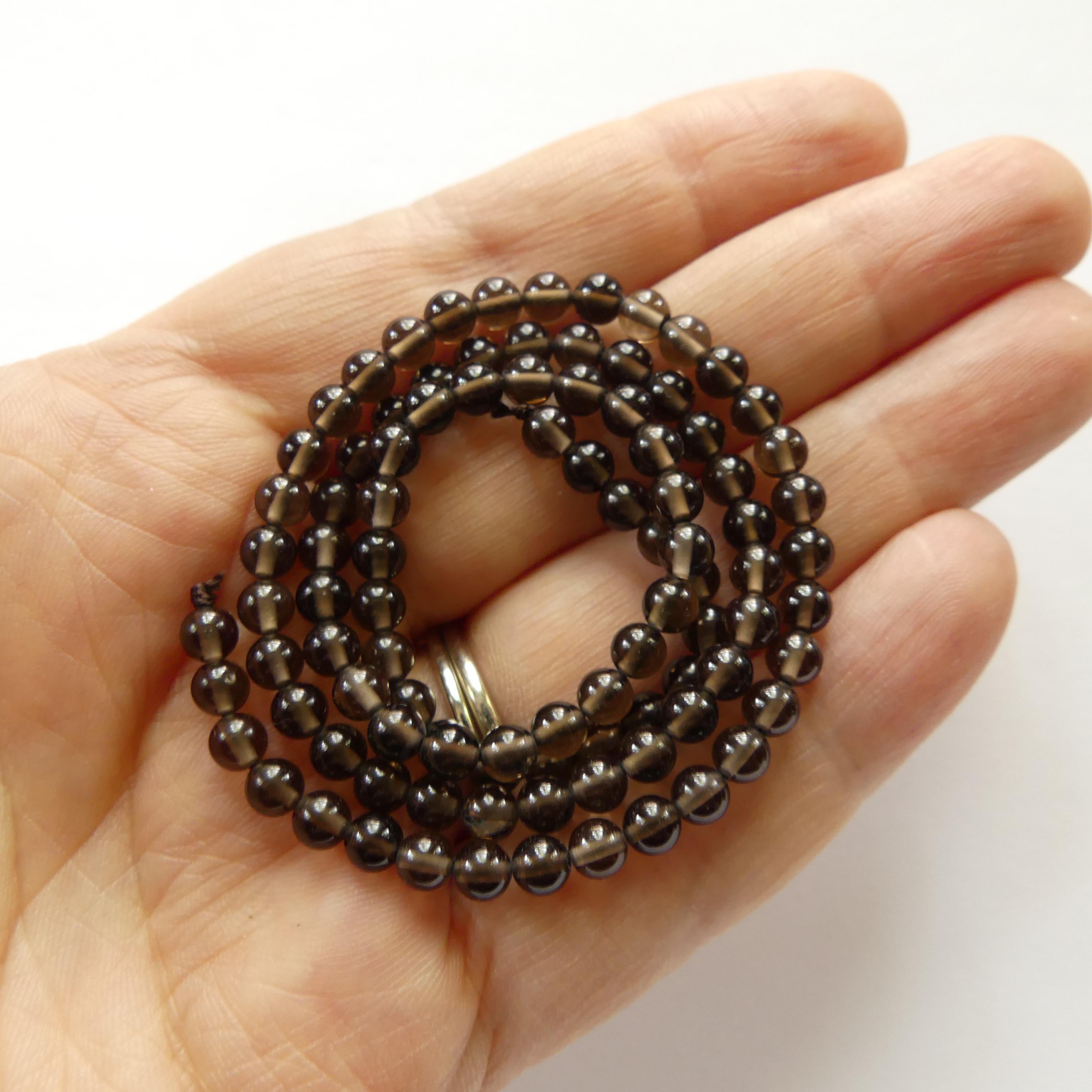 4mm AAA Smoky Quartz Beads Smooth Genuine Beads 15" Transparent Brown Gemstone Beads Beading Crafter Gift