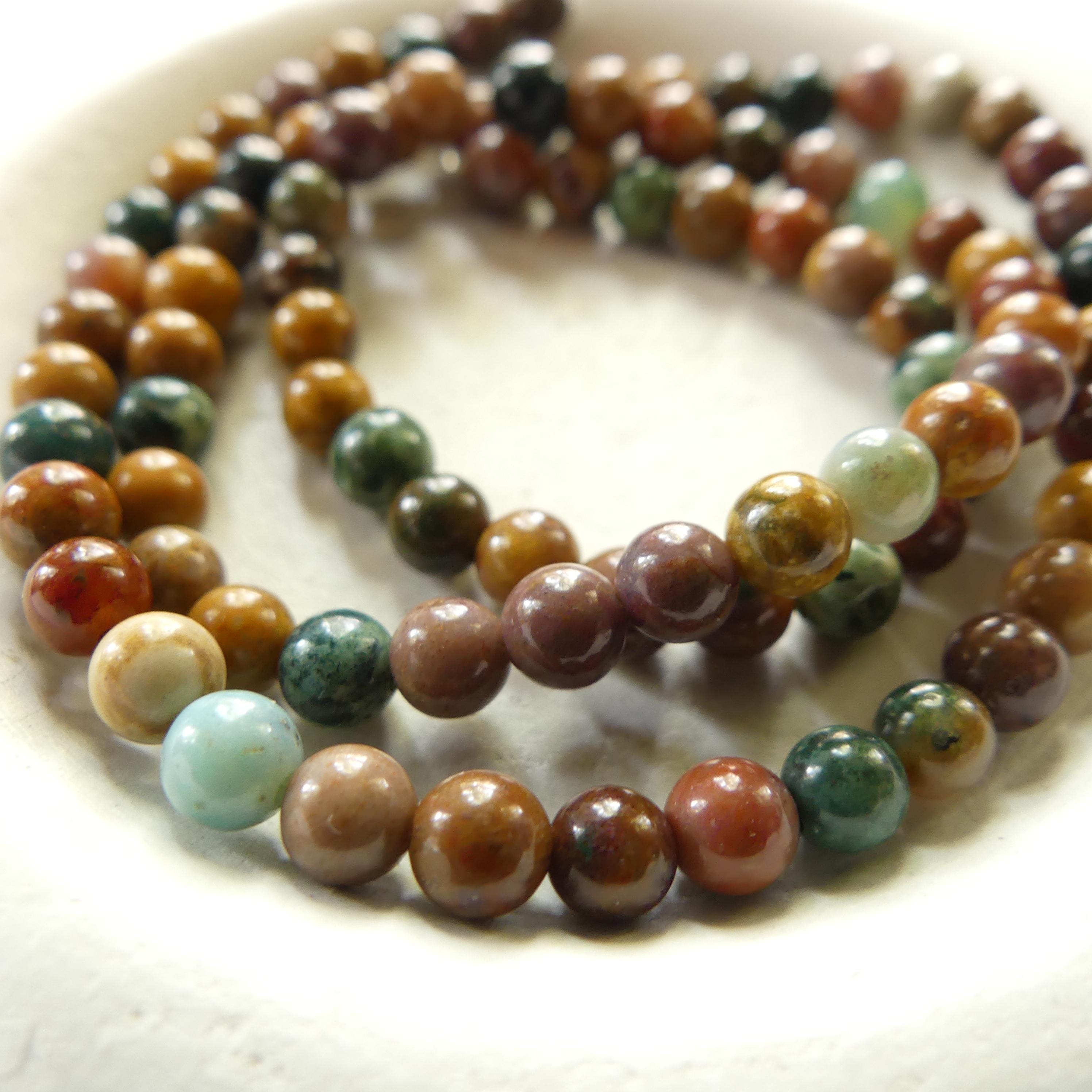 4mm Madagascar Ocean Jasper Beads Smooth Genuine Fancy Jasper Colorful Beads 15" Gemstone Beads for Jewelry Making Gift for Crafters
