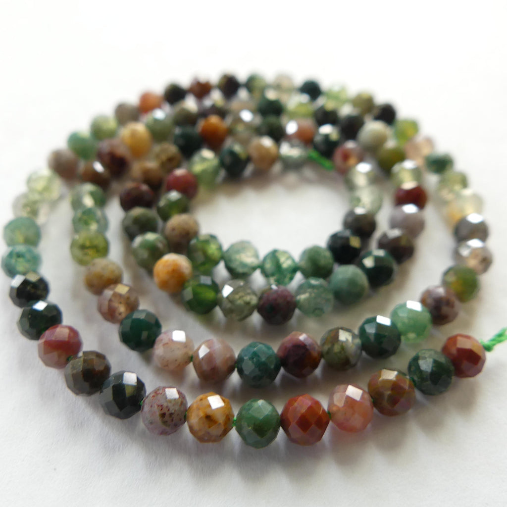 4mm Indian Agate Beads Faceted Genuine Agate Colorful Beads 15" Sparkly Gemstone Beads for DIY Jewelry Making Gift for Crafter