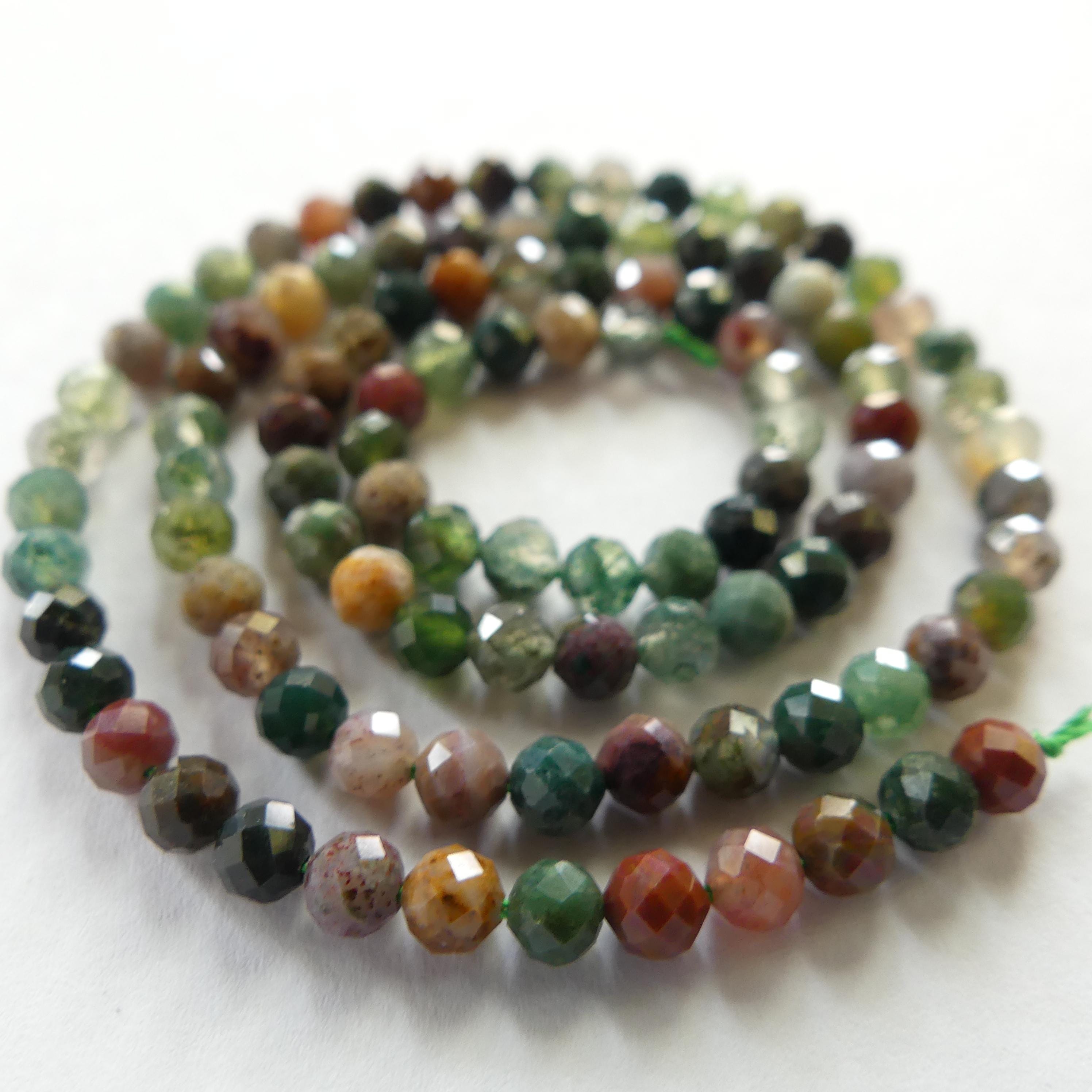 4mm Indian Agate Beads Faceted Genuine Agate Colorful Beads 15" Sparkly Gemstone Beads for DIY Jewelry Making Gift for Crafter