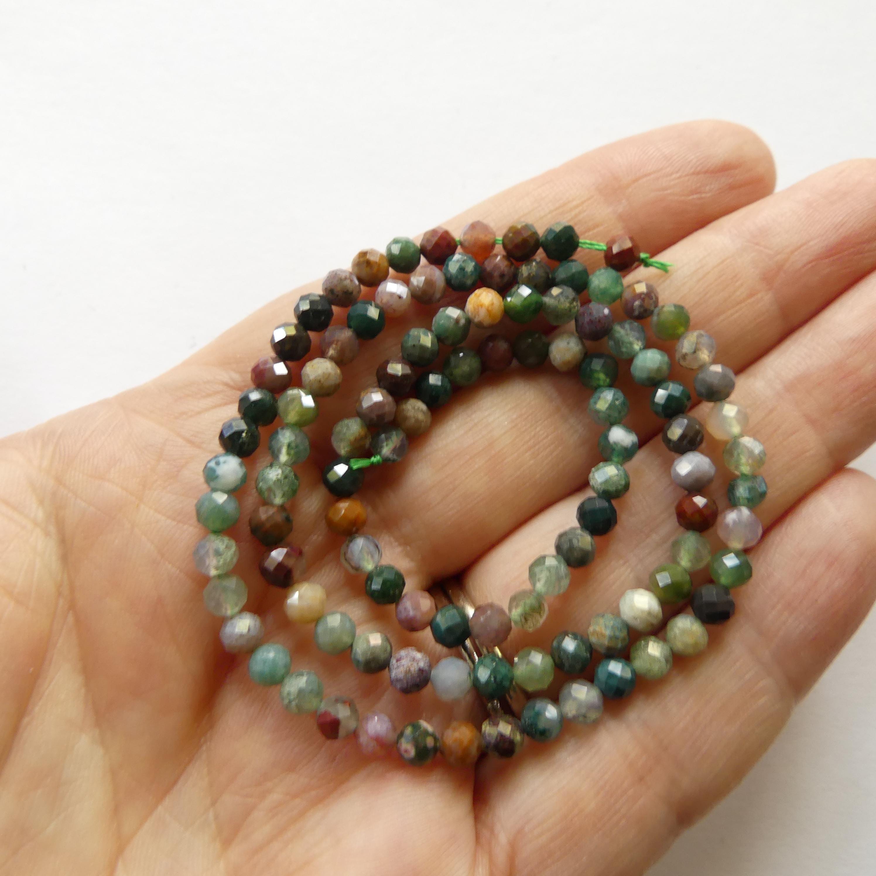 4mm Indian Agate Beads Faceted Genuine Agate Colorful Beads 15" Sparkly Gemstone Beads for DIY Jewelry Making Gift for Crafter