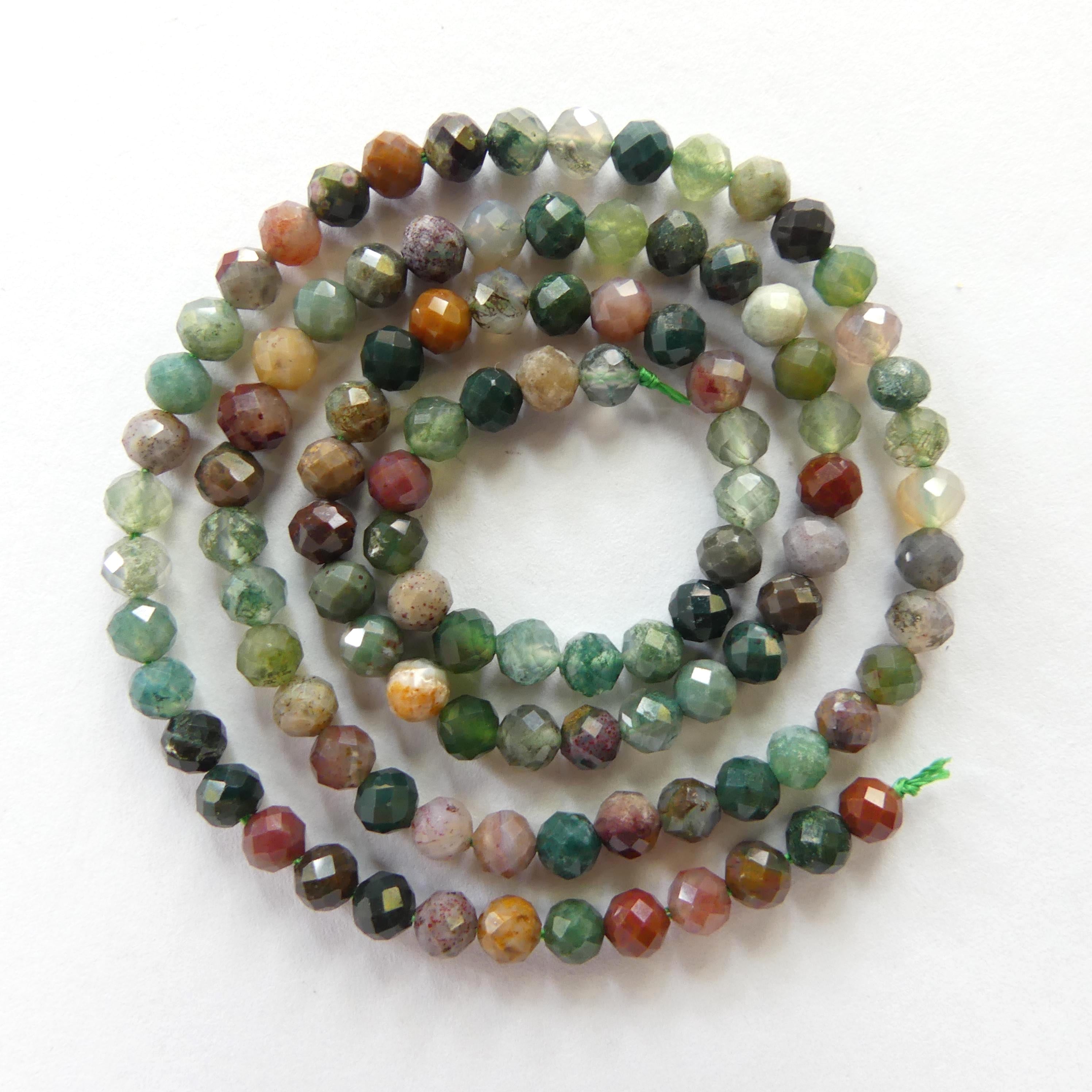 4mm Indian Agate Beads Faceted Genuine Agate Colorful Beads 15" Sparkly Gemstone Beads for DIY Jewelry Making Gift for Crafter