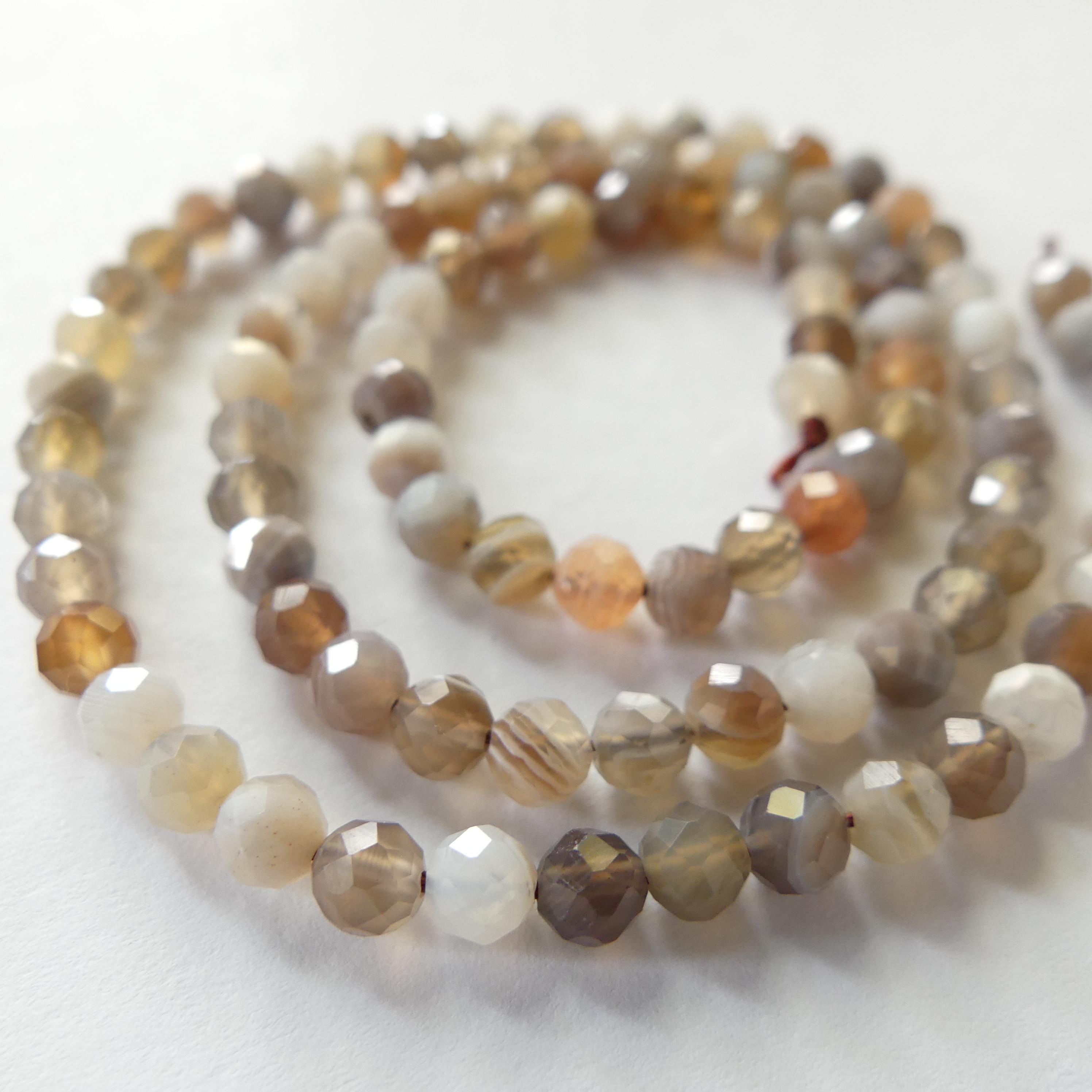4mm Botswana Agate Beads Faceted Genuine Rare Agate Beads 15" Gemstone Beads Crystal Healing for Jewelry Making Gift for crafter