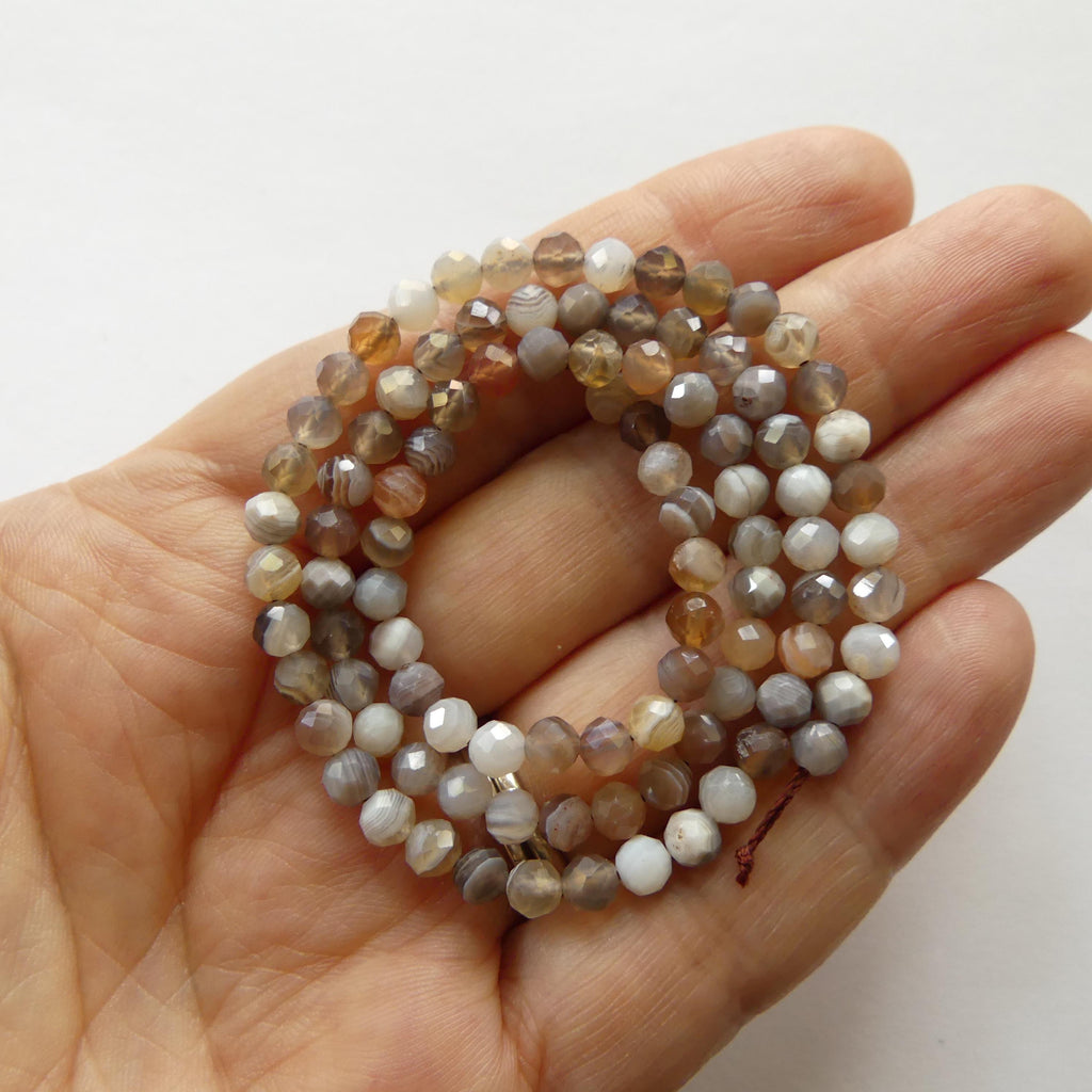 4mm Botswana Agate Beads Faceted Genuine Rare Agate Beads 15" Gemstone Beads Crystal Healing for Jewelry Making Gift for crafter