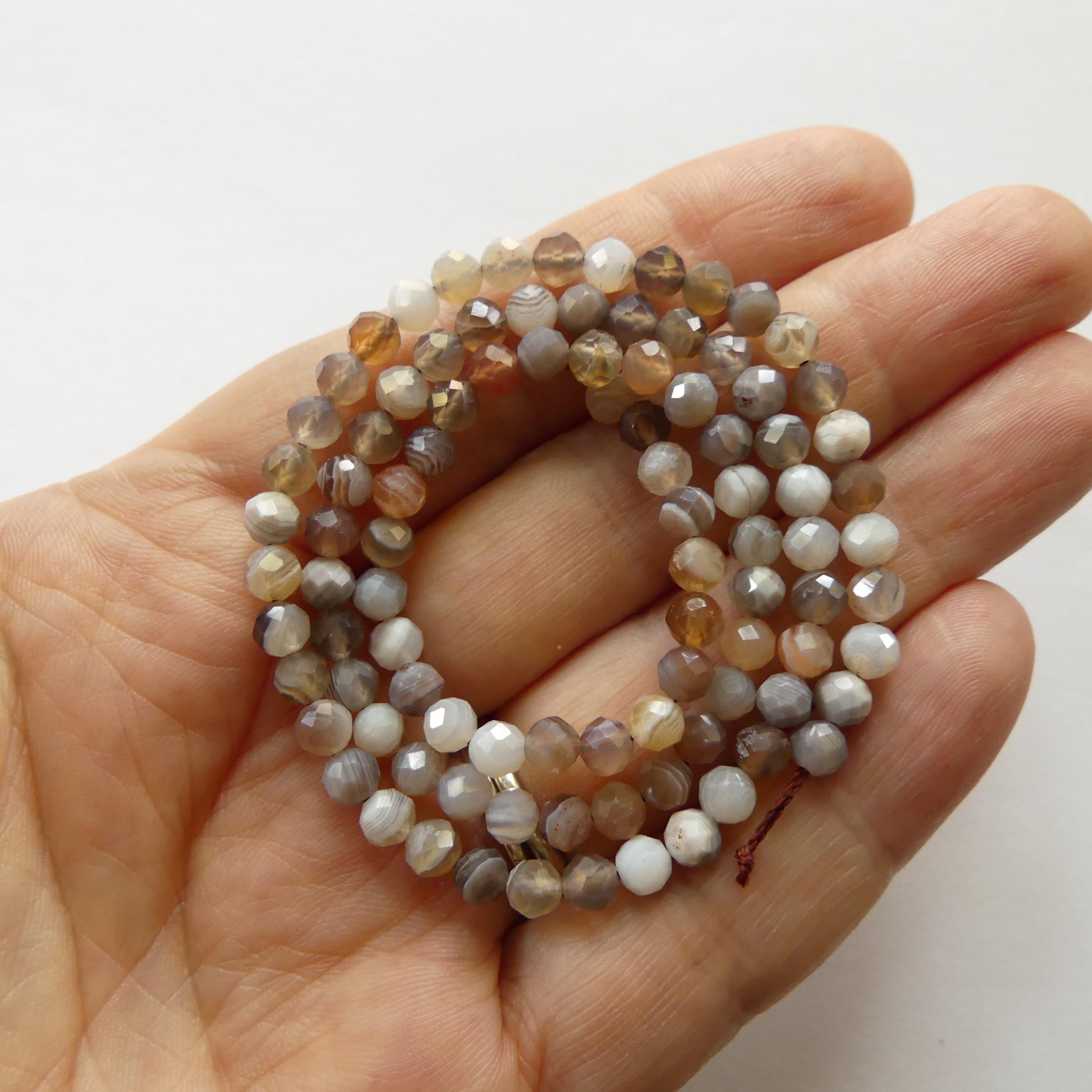 4mm Botswana Agate Beads Faceted Genuine Rare Agate Beads 15" Gemstone Beads Crystal Healing for Jewelry Making Gift for crafter