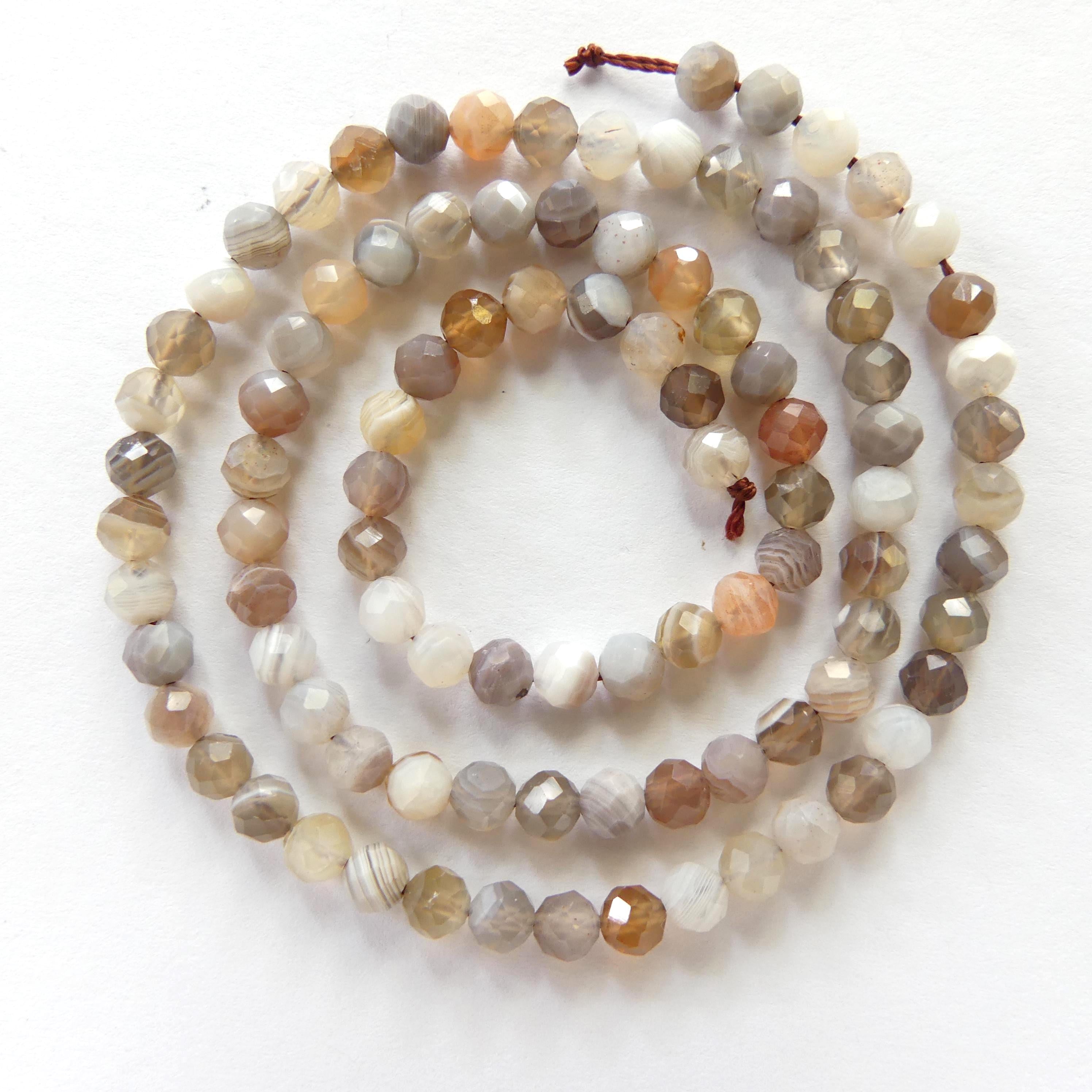 4mm Botswana Agate Beads Faceted Genuine Rare Agate Beads 15" Gemstone Beads Crystal Healing for Jewelry Making Gift for crafter