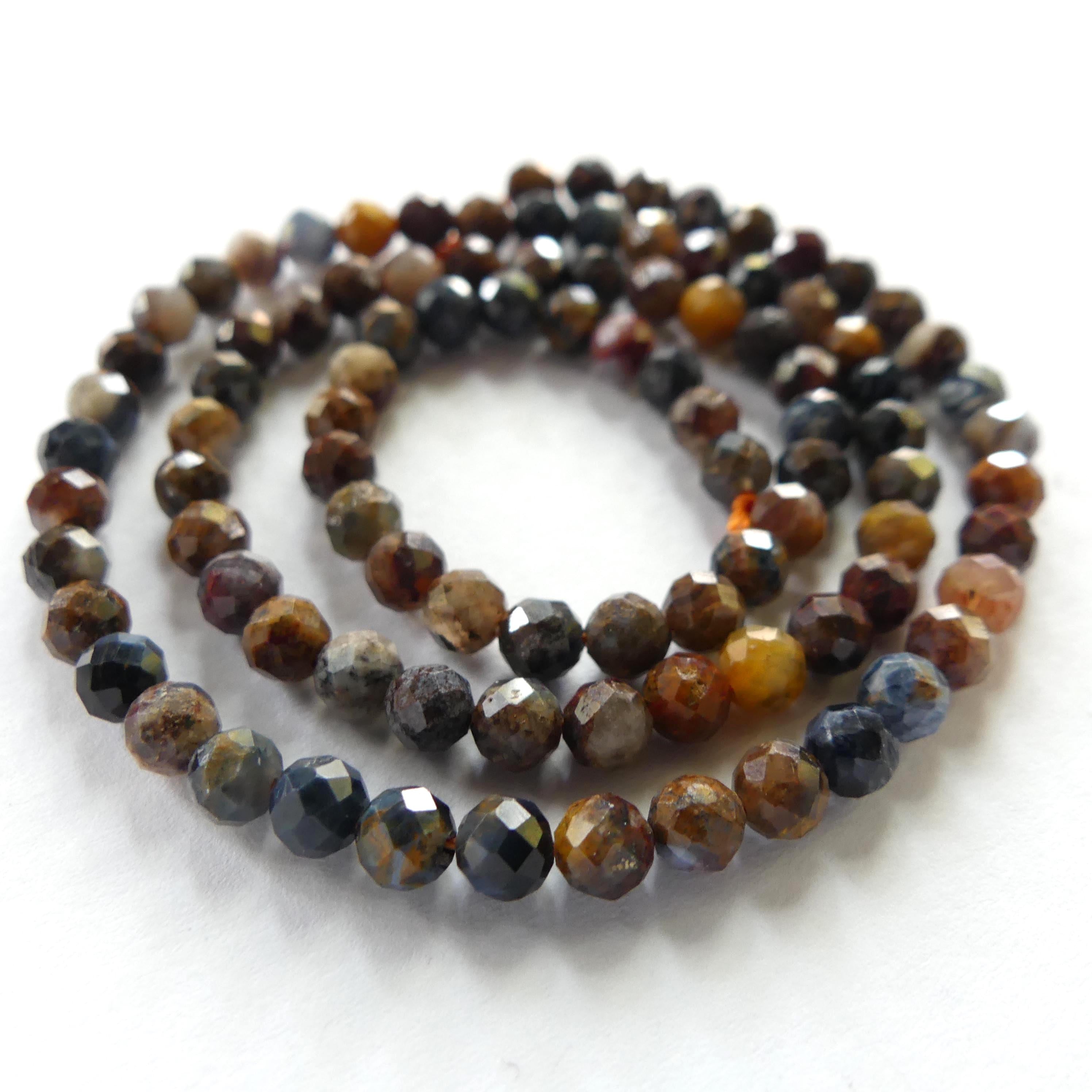 4mm Pietersite Faceted Beads Round Genuine Beads 15" Sparkly Gemstone Beads Crystal for Jewelry Making Crafter Gift