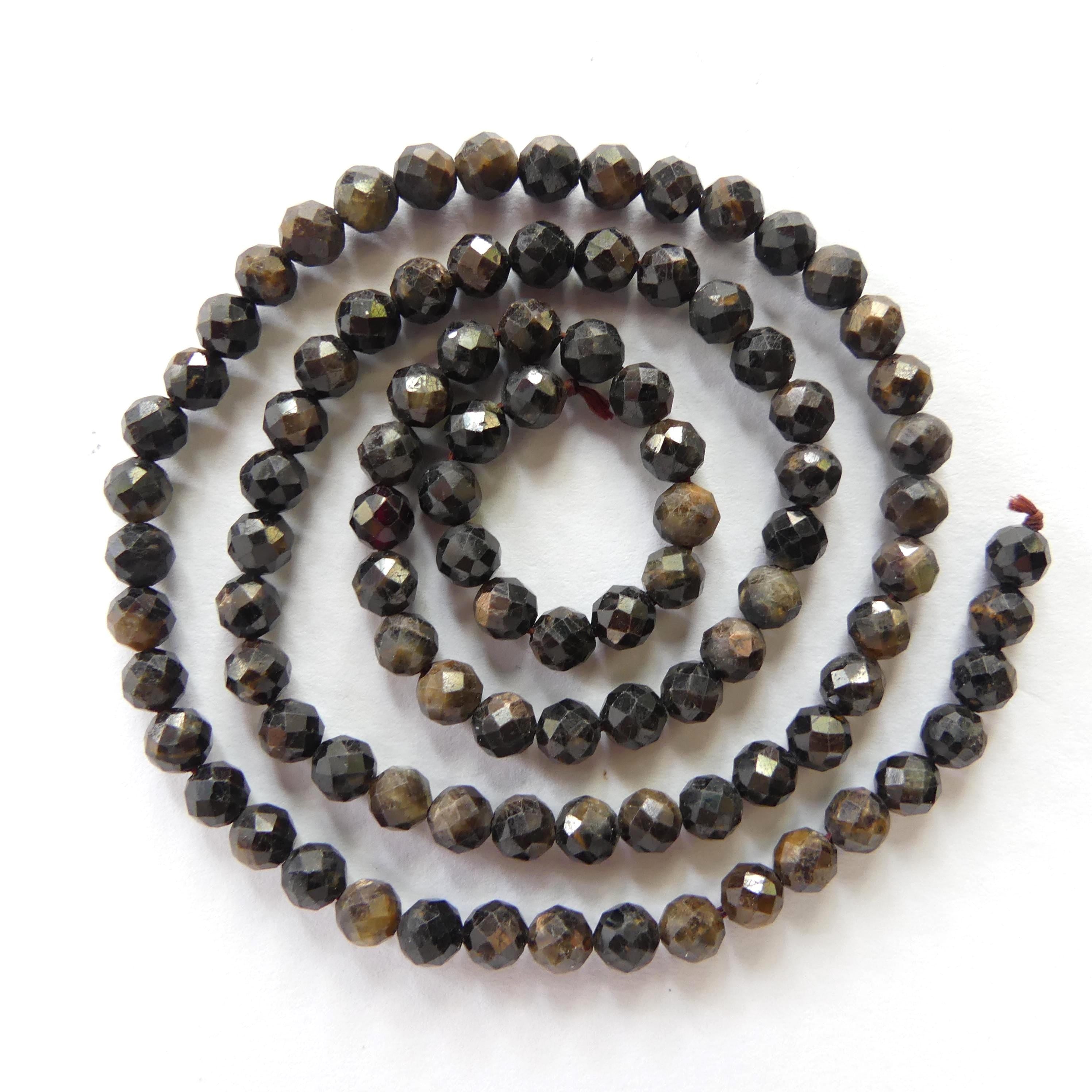 4mm Black Star Sapphire Beads Faceted 15" Raw Black Sapphire Genuine Gemstone Beads Jewelry Making Beading Craft Gift September Birthstone