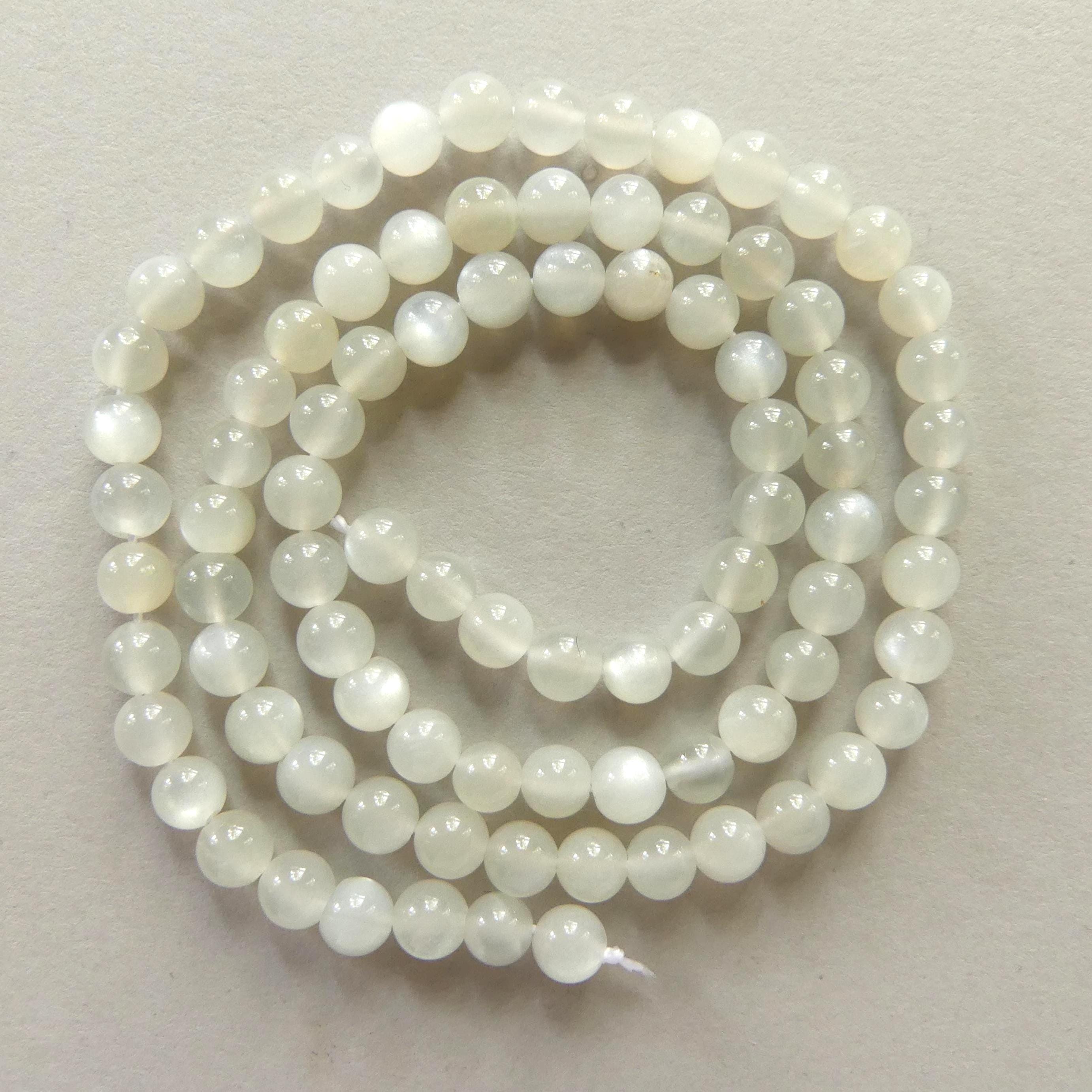 4mm AAA White Moonstone Smooth Beads 15" Gemstone Beads Beading Crafter Gift June Birthstone DIY Jewelry Seed Beads