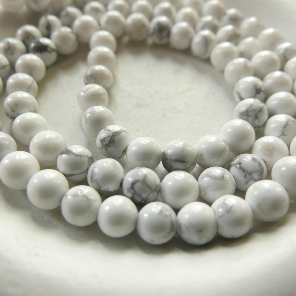 4mm 5mm Howlite Beads Smooth Beads 15" Natural White Turquoise Gemstone Beads Beading Crafter Gift DIY Jewelry